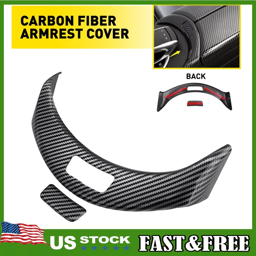 For Benz C-Class 15-20 Carbon Fiber Armrest Box Cover Trim Decor Cover Trim 1~10