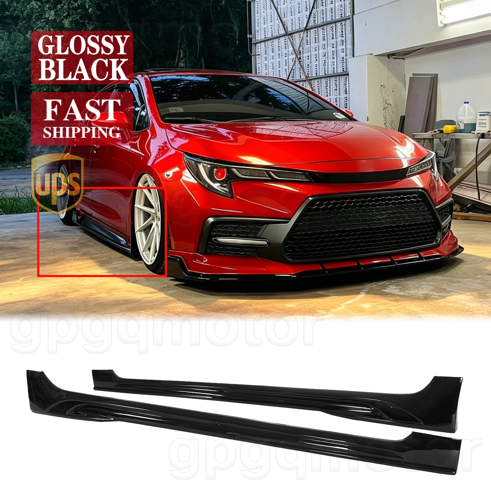 For Toyota Corolla LE SE XSE Sedan 20-26 Glossy Black Side Skirt Extension Panel