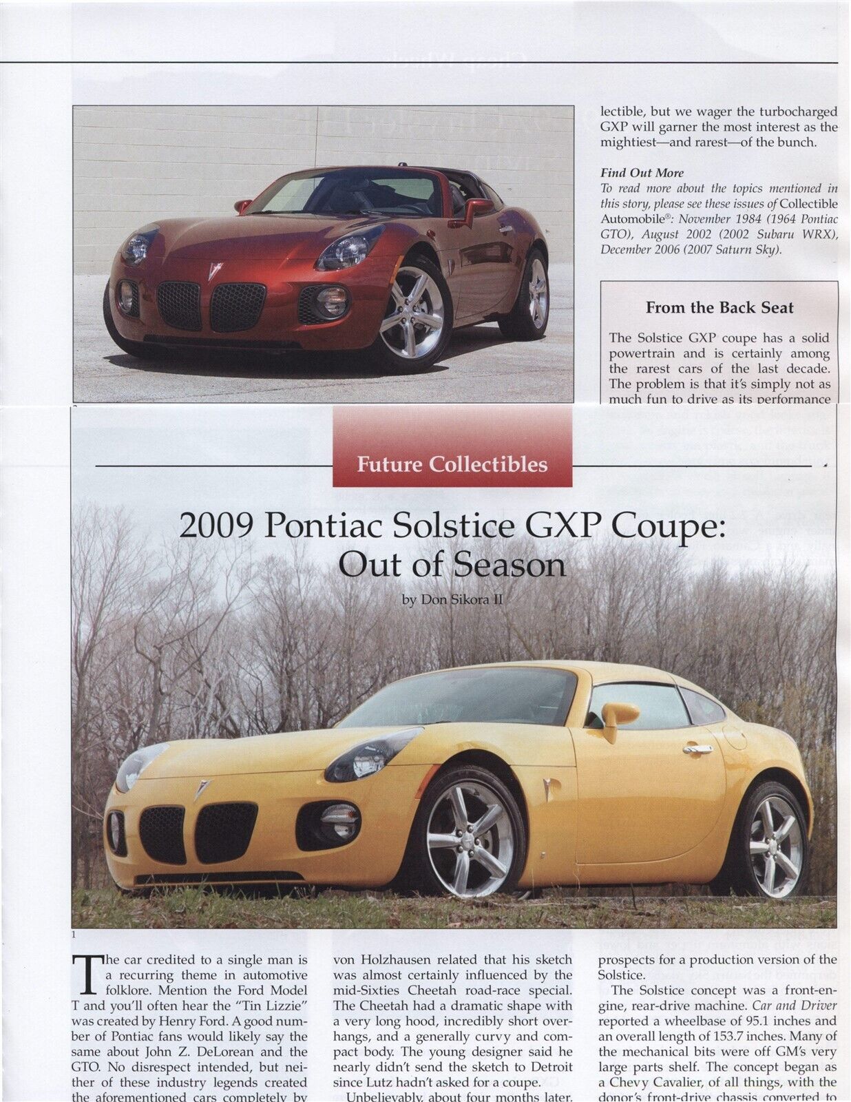 2009 PONTIAC SOLSTICE GXP COUPE 3 page REVIEW