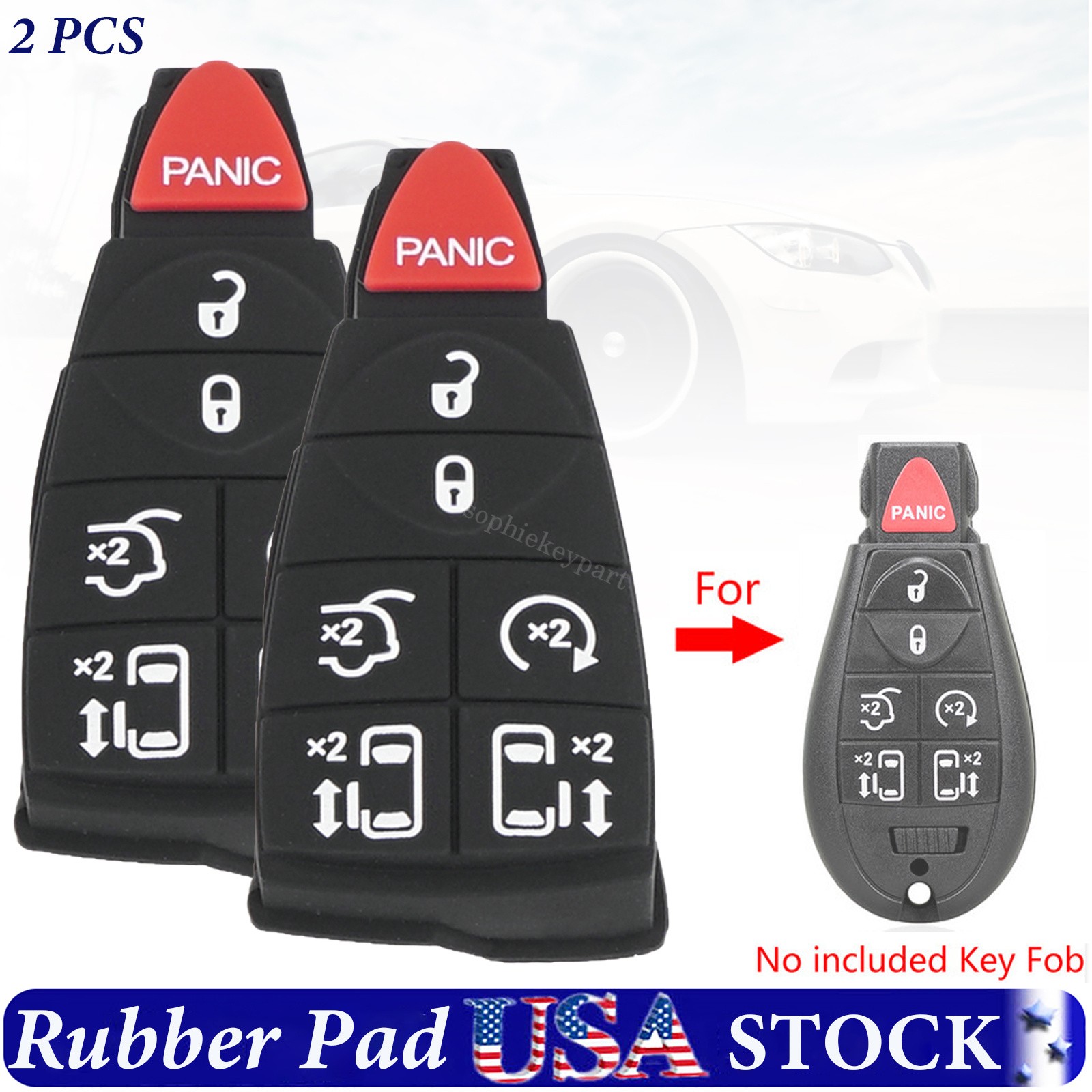 2 Rubber Key Fob Pad Kit For 2008-2020 Dodge Grand Caravan Chrysler Town&Country
