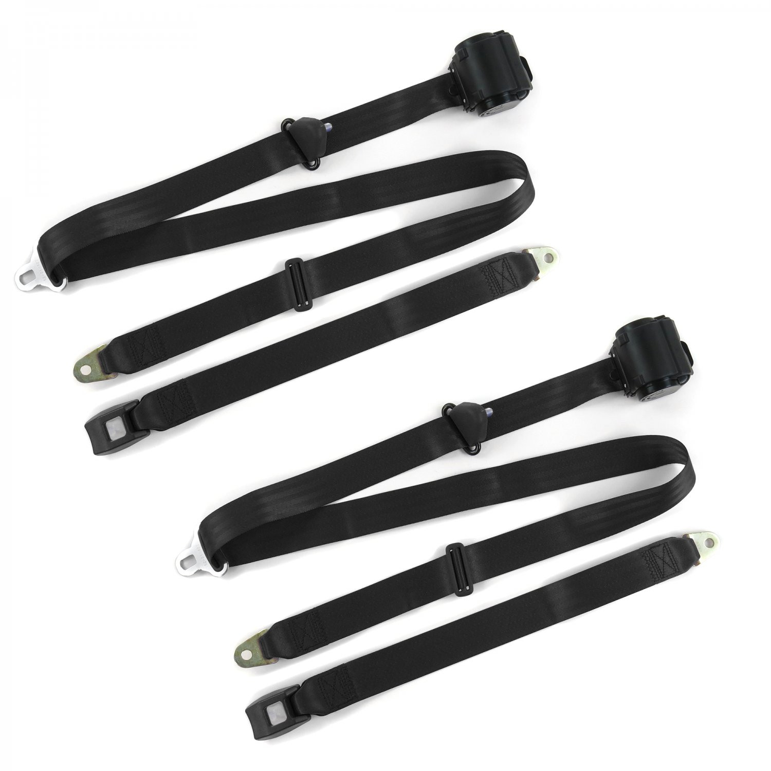 Standard 3Pt Black Retractable Bucket Seat Belt Kit Pair Fits Ford 49-51 Car SBF