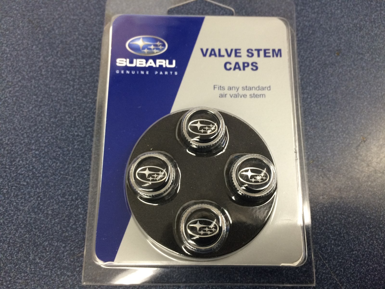 Subaru Logo Tire Valve Stem Caps Set of 4 Genuine OEM SOA342L137 Fits All Models