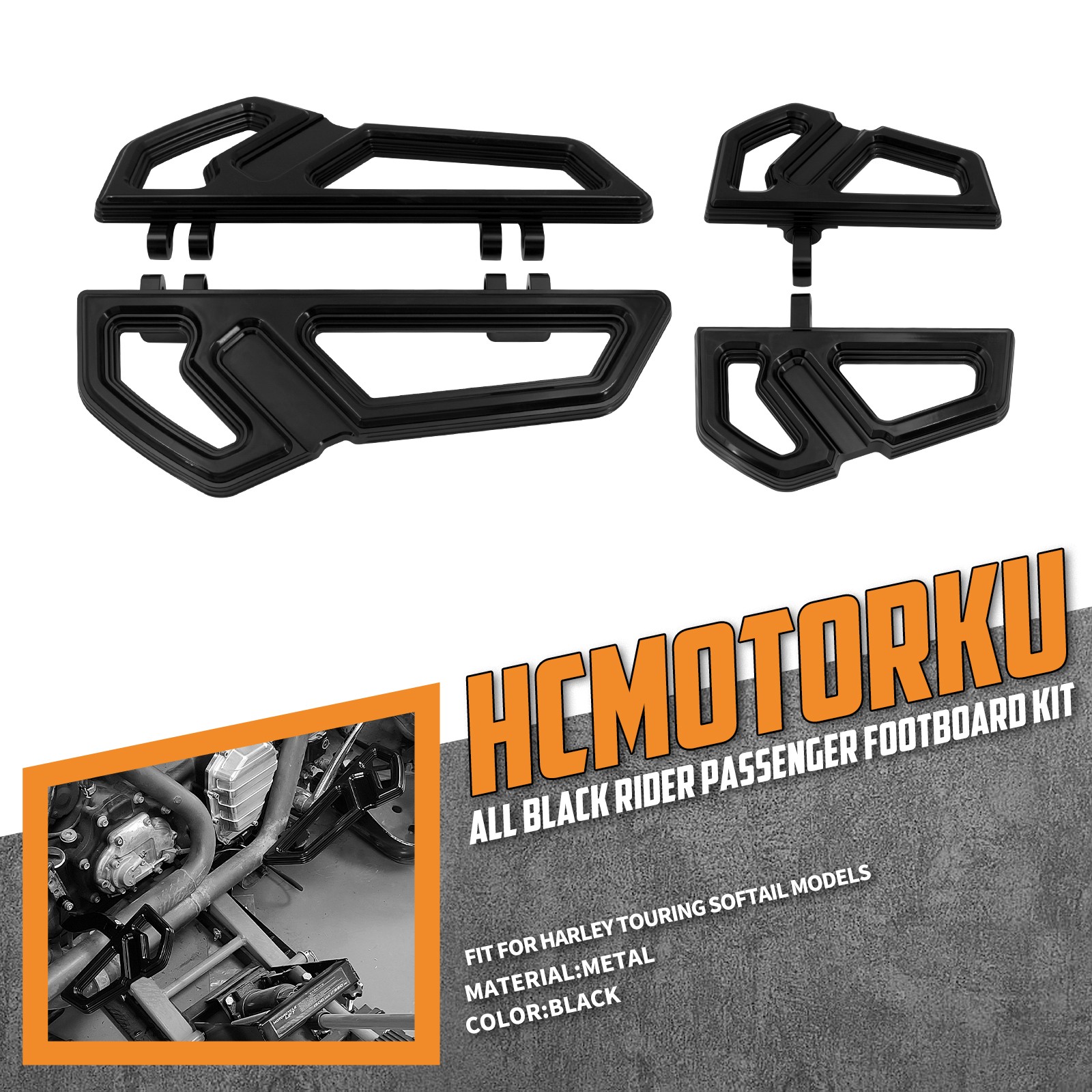 Black Empire Driver Passenger Floorboard For Harley Touring Road King Glide 86+