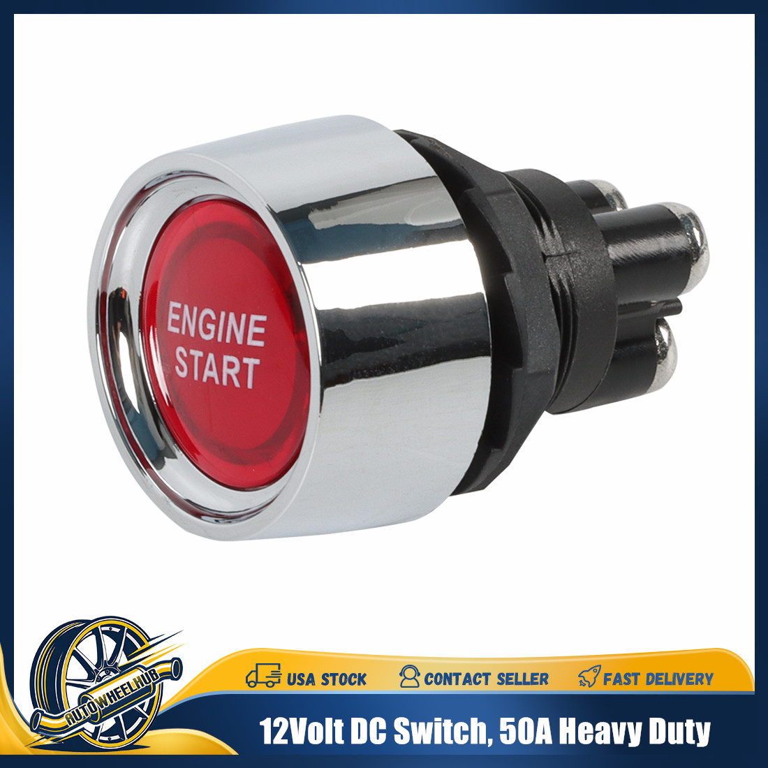 Universal 12V Car Red Illuminated Engine Start Switch Push Button Race Starter