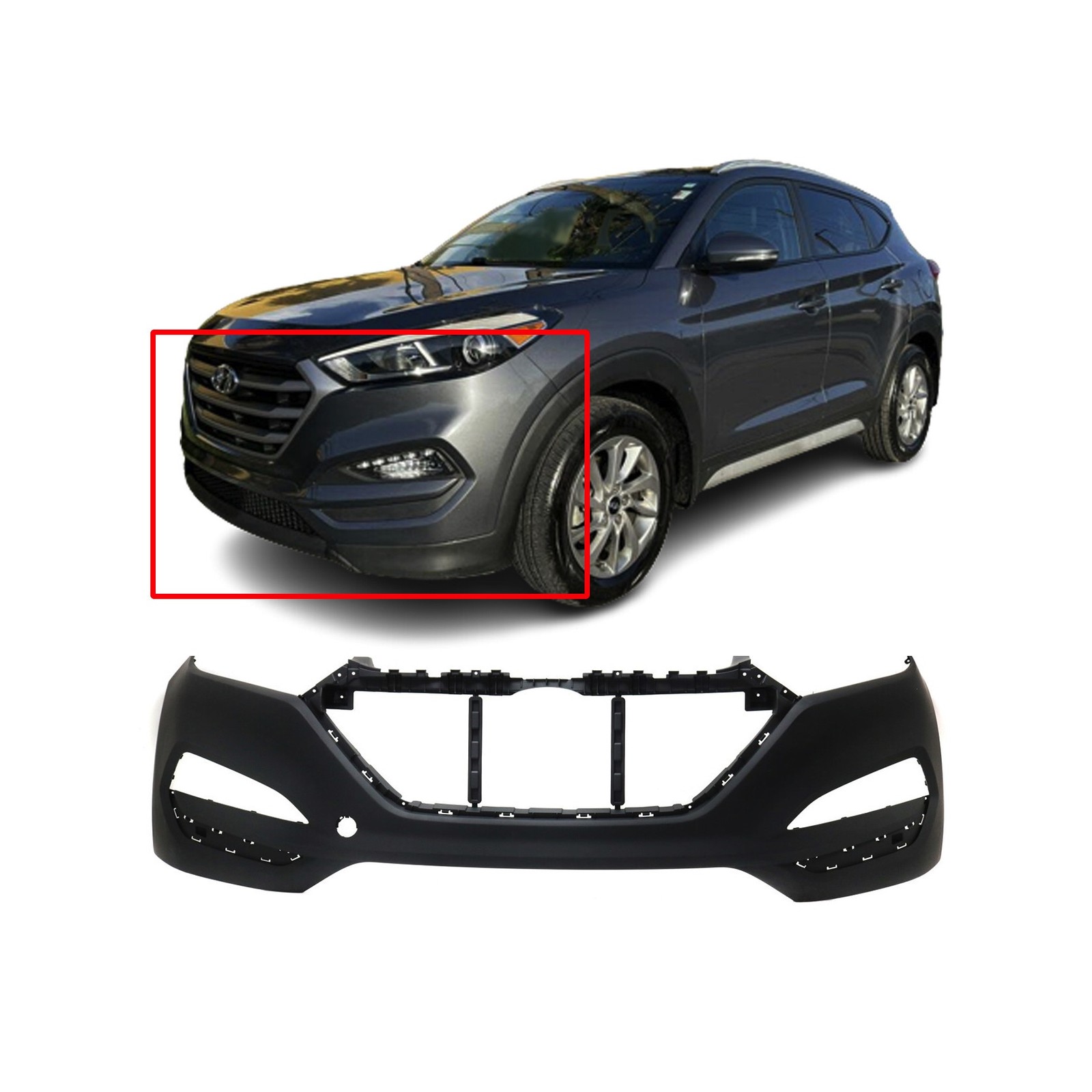 2016-2018 Hyundai Tucson Primed Front Upper Bumper Cover HY1014101 86511D3000