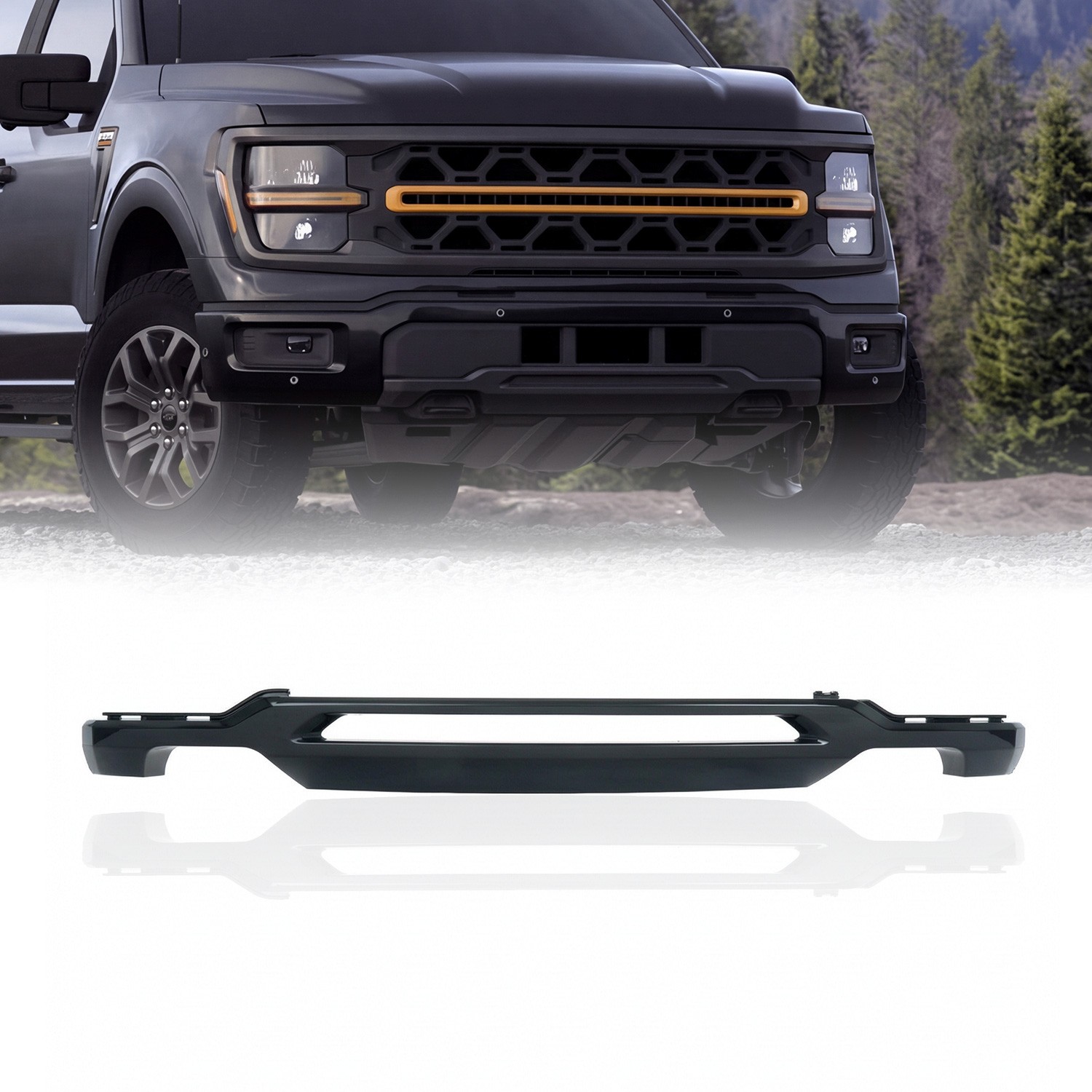 Front Lower Bumper Molding Trim Valance Gloss Black For 2024-2026 Ford F-150