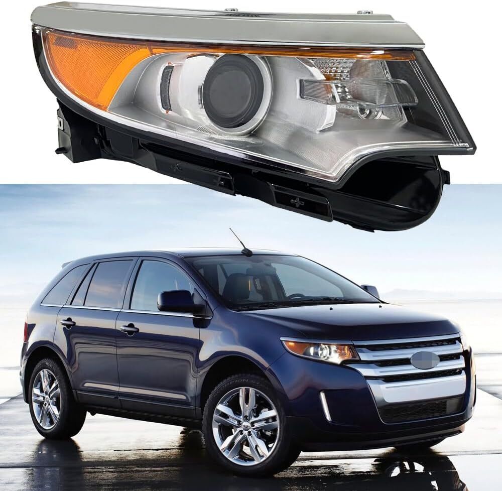 Headlight For 11-14 Ford Edge OEM Projector Halogen Chrome Clear RH/Passenger