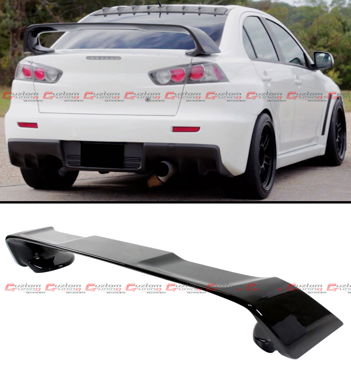For 2008-17 Mitsubishi Lancer EVO 10 X Style Painted Blk Rear Trunk Spoiler Wing