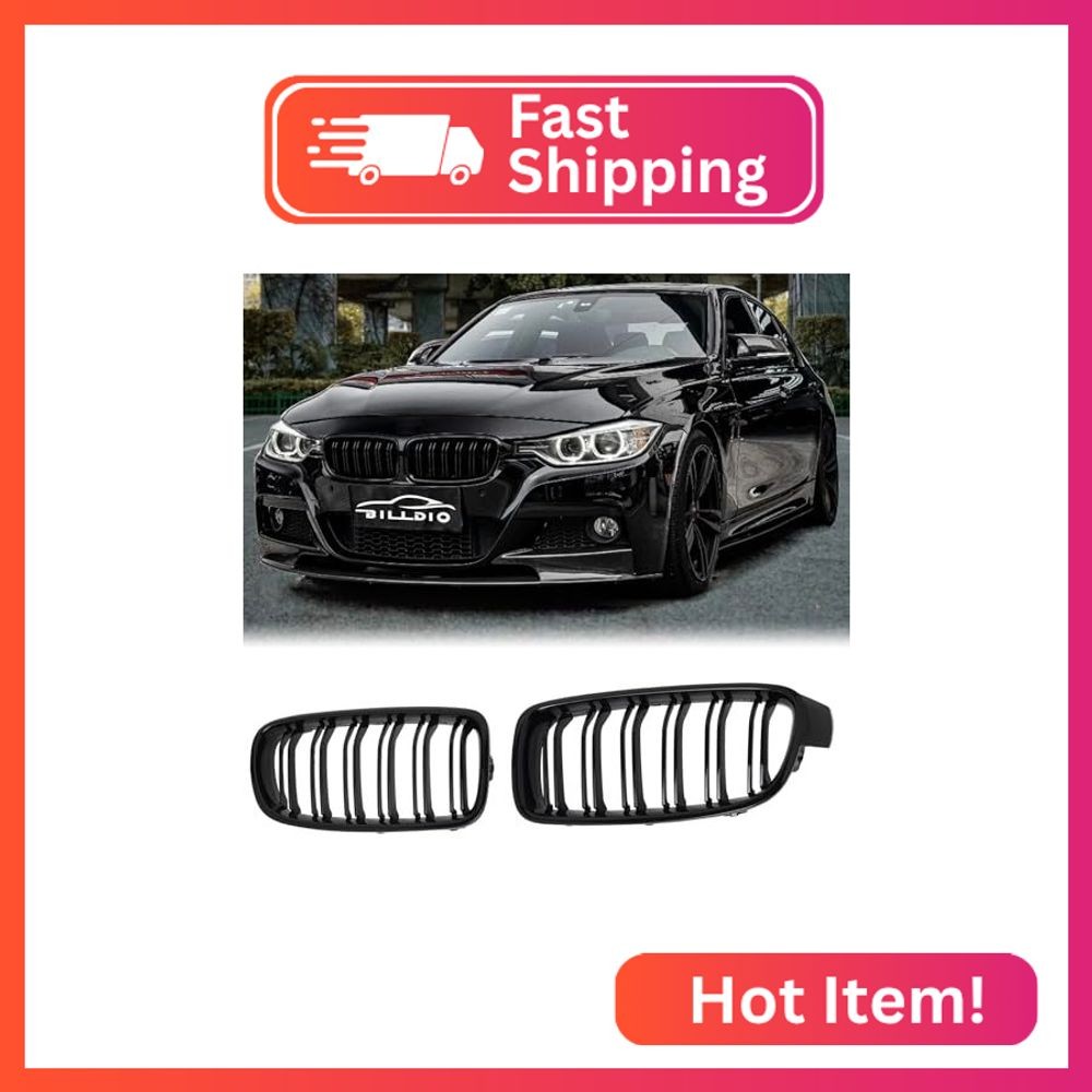 BILLDIO F30 Grille - Front Kidney Grille ABS Double Slats Gloss Black 2Pcs BILLDIO F30 Grille - Front Kidney Grille ABS Double Slats Gloss Black 2Pcs