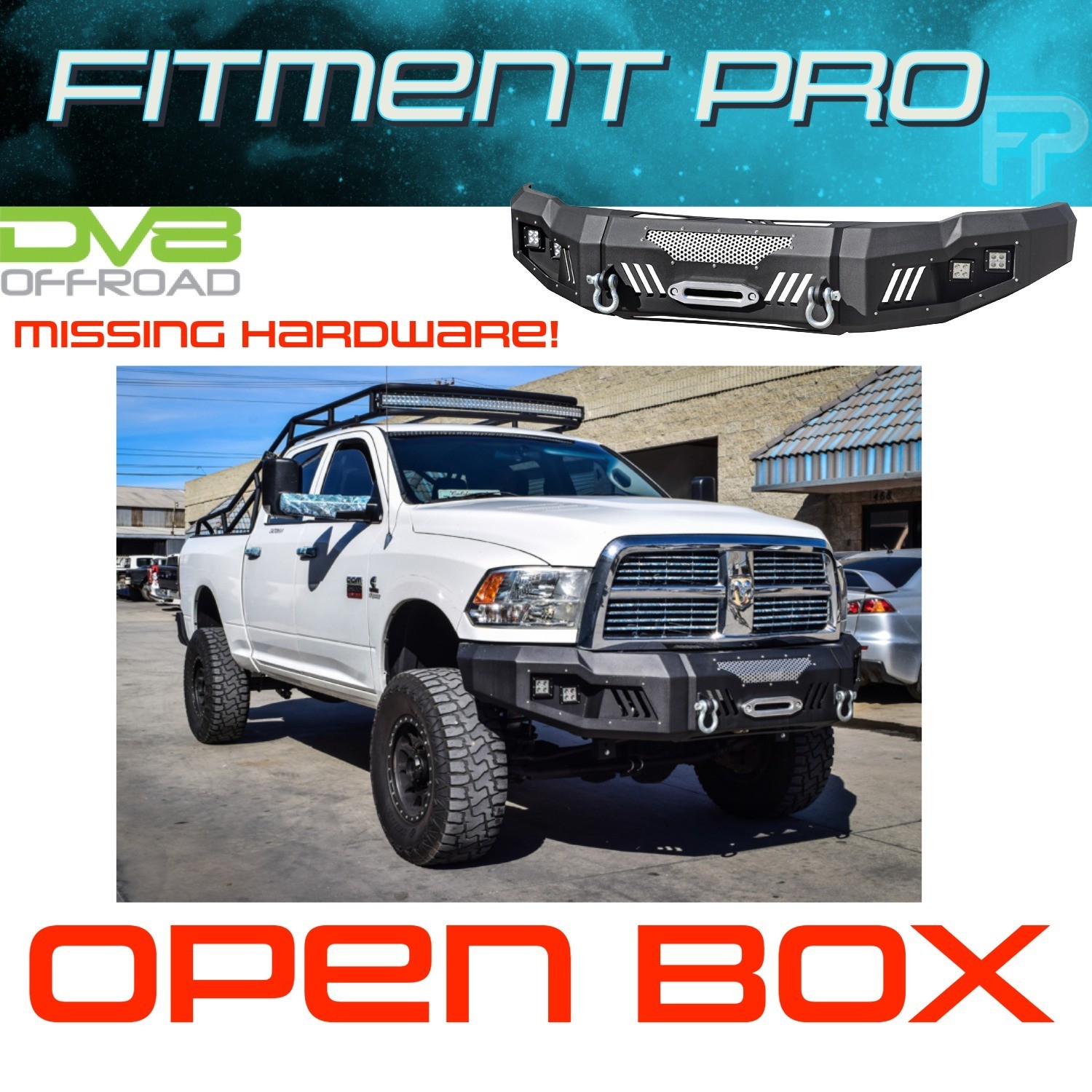 DV8 Offroad FBDR2-04 Front Bumper For 2011-2018 Dodge Ram 3500 Heavy Duty Truck