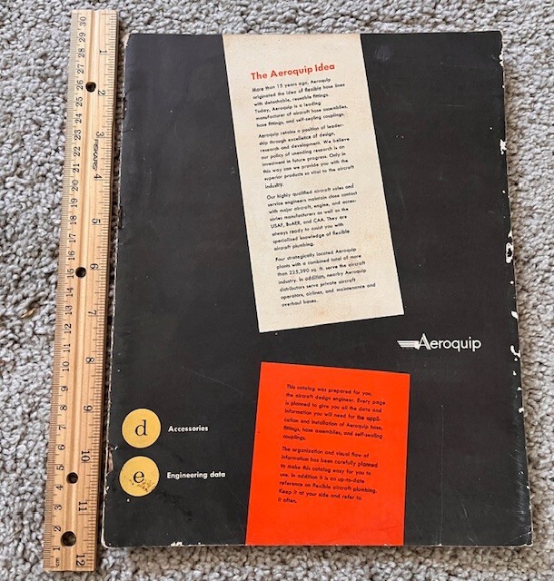 Vintage Aeroquip Aircraft Hose Parts & Accessories Catalog c. 1950s era Vintage Aeroquip Aircraft Hose Parts & Accessories Catalog c. 1950s era