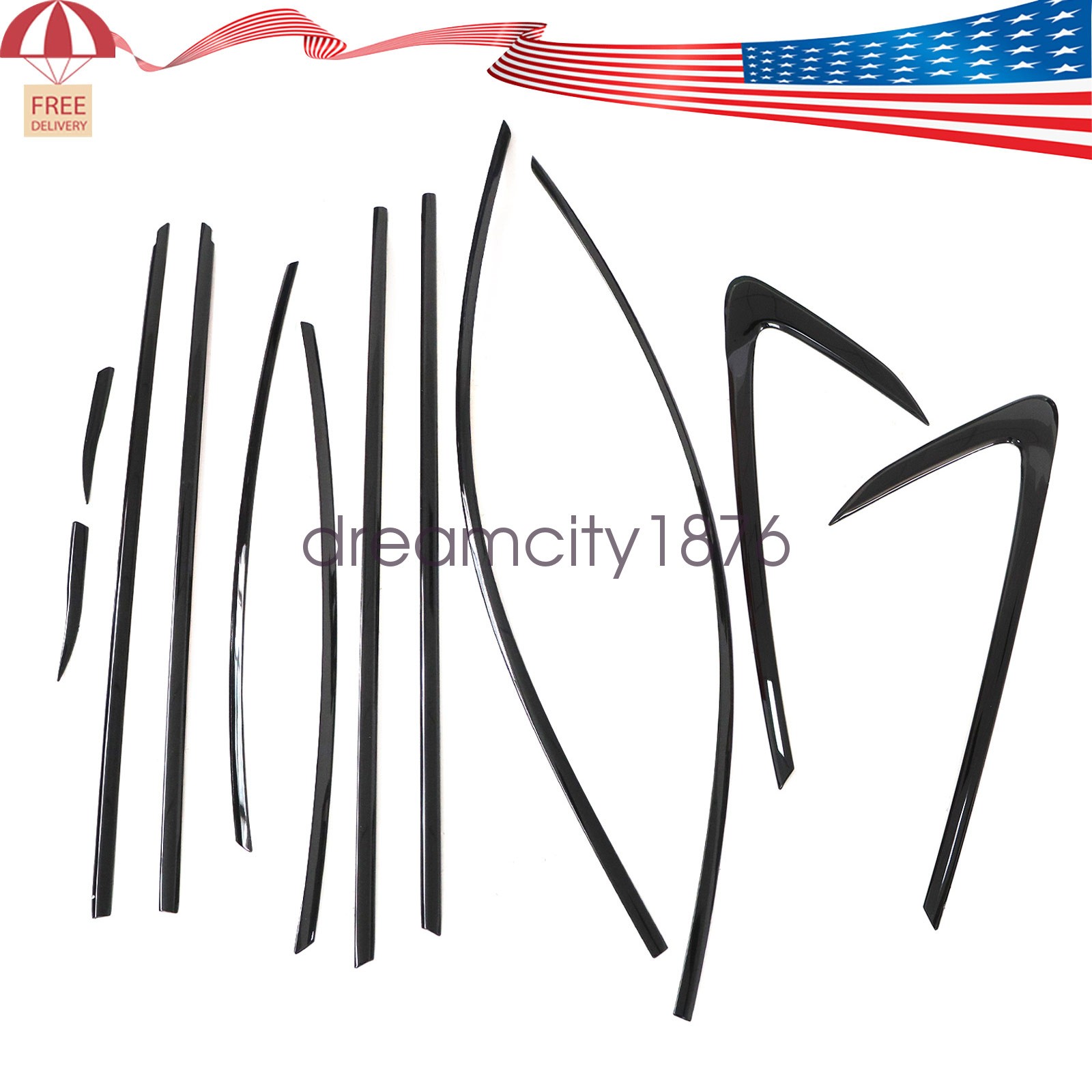 12Pcs Black steel For 2023-25 Honda Accord window frame Strip Trim Accessories