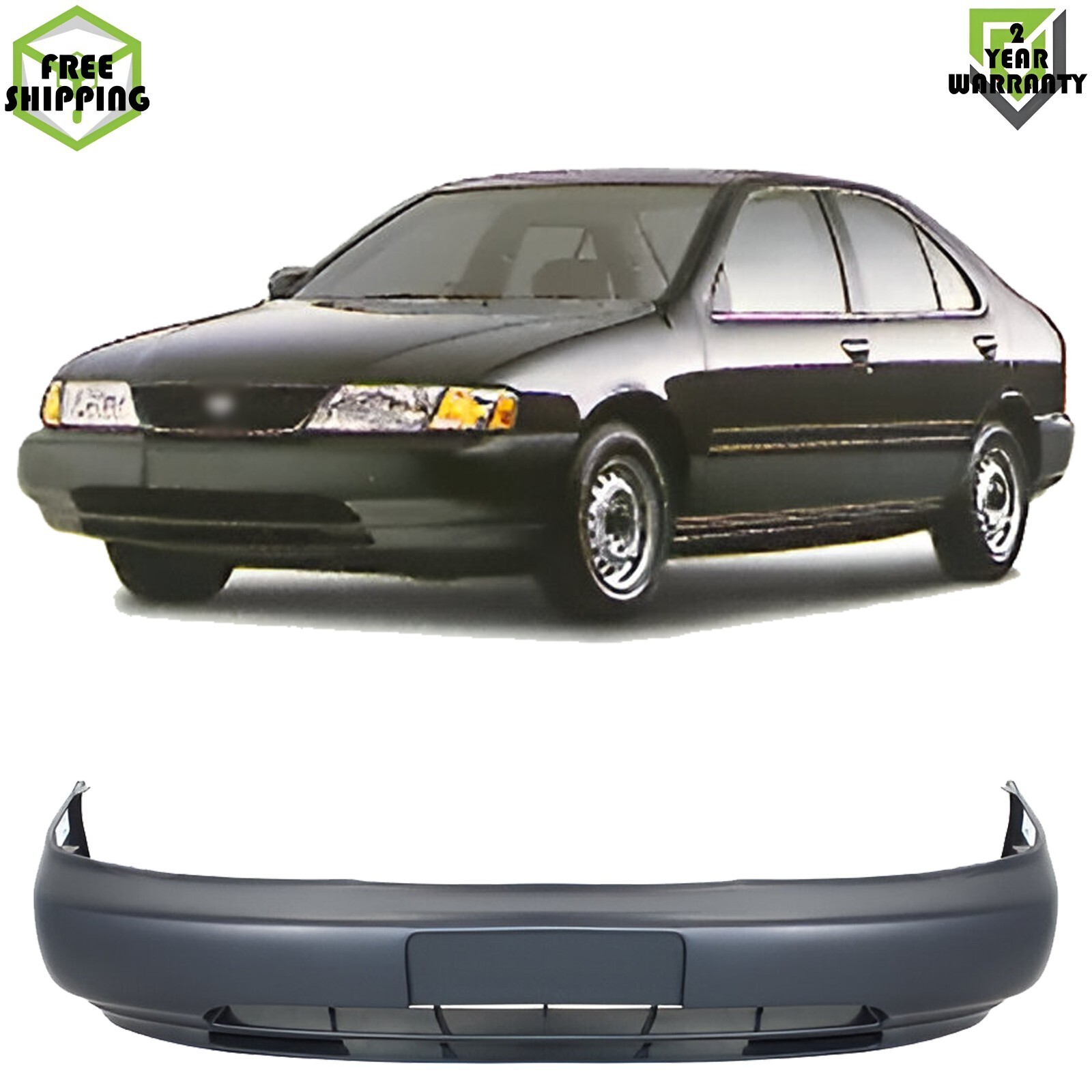 Front Bumper Cover Primed Plastic For 1995-1998 Nissan Sentra