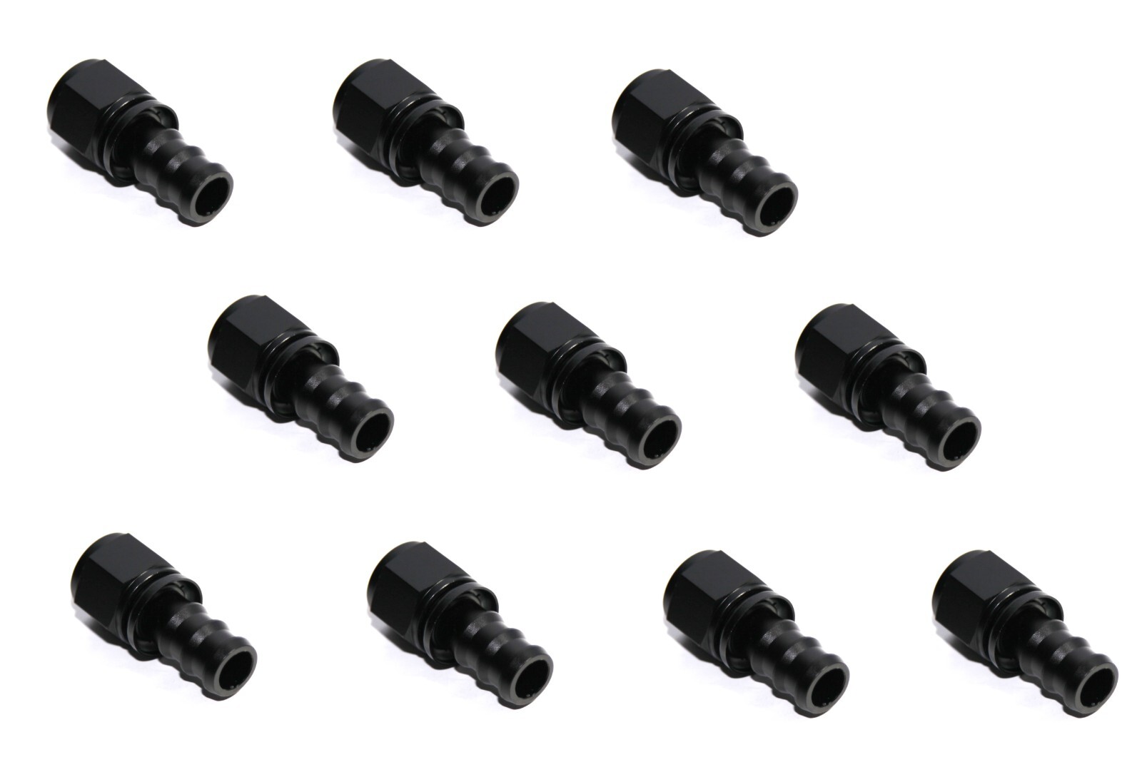 10PC 12AN AN-12 Straight Swivel Fuel Oil Gas Line Push-on Hose End Fitting Black