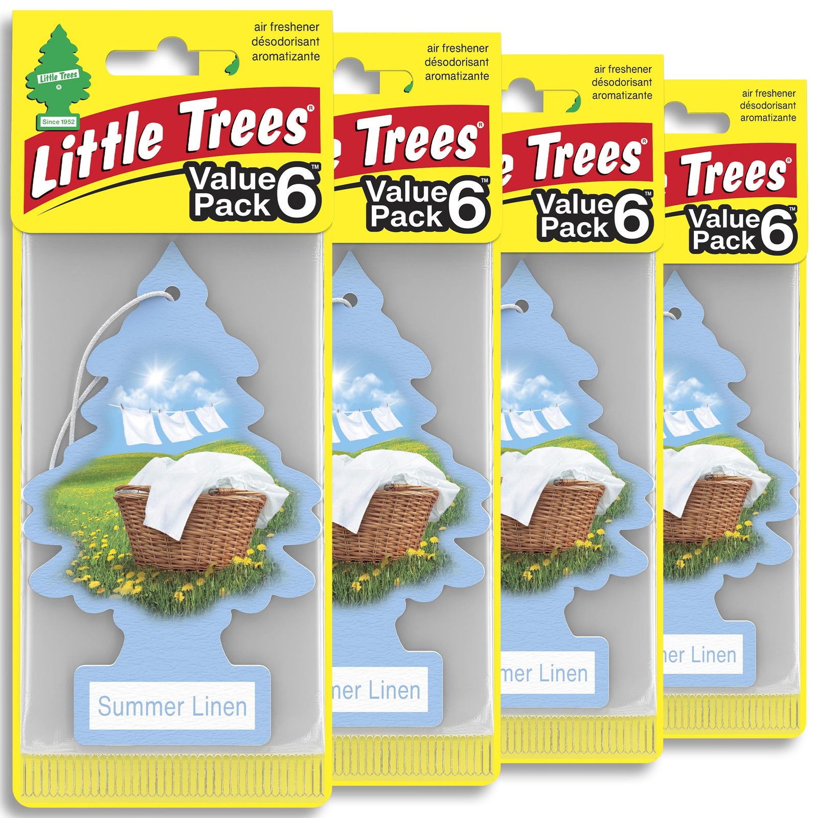 LITTLE TREES Car Air Freshener Summer Linen Scent Long Lasting Auto Home 24 Pack