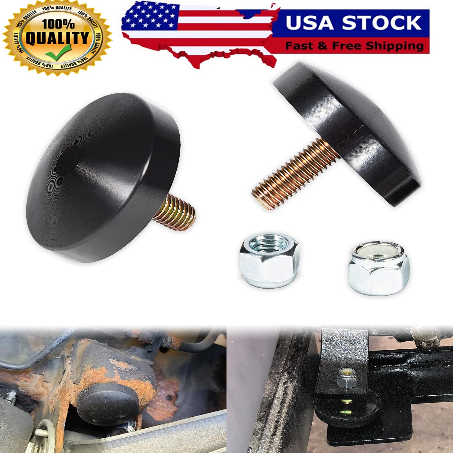 2Pcs 9.9102G Black Energy Suspension Low Profile Bump Stops for SUVs Cars Trucks