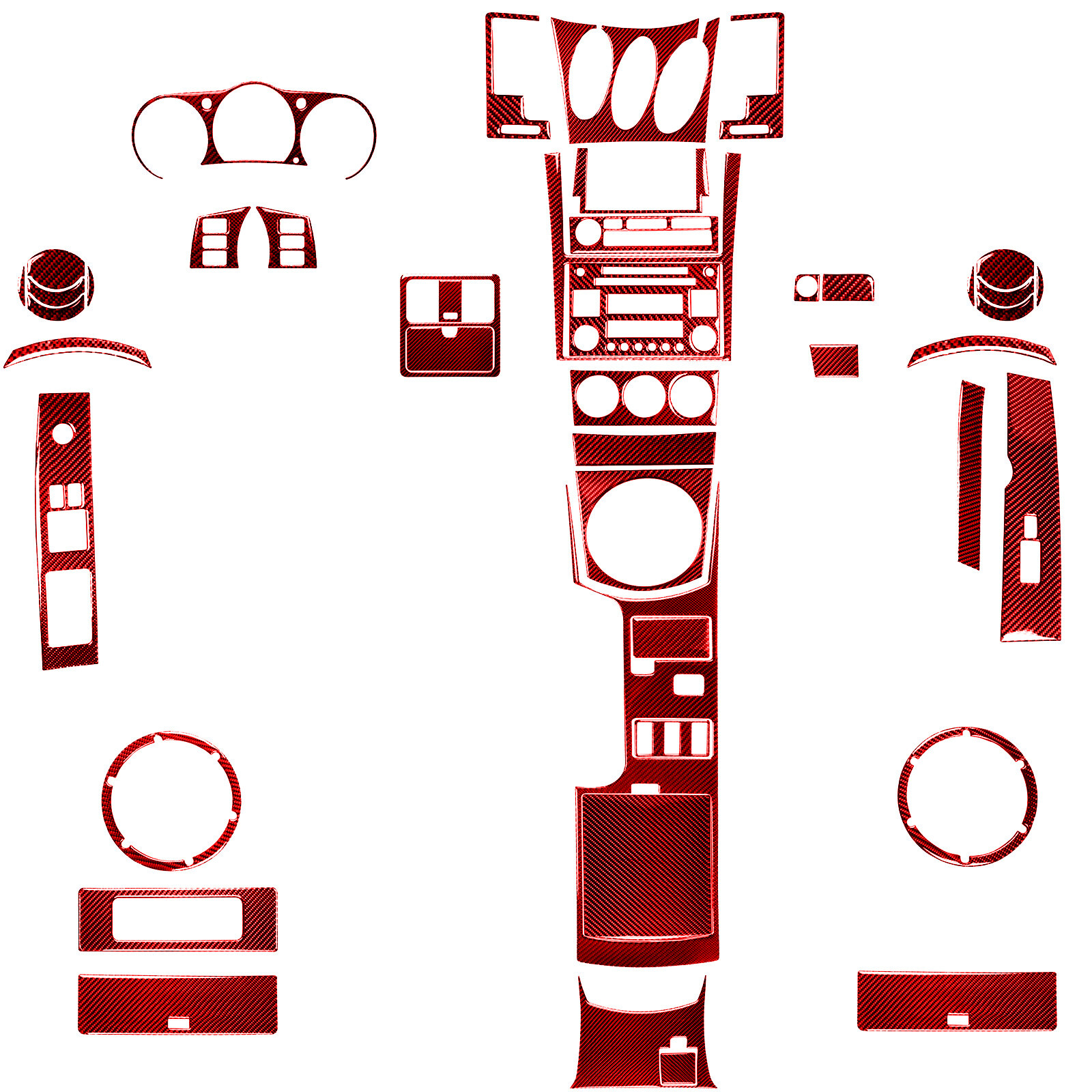 62Pcs Red Carbon Fiber Full Kits Interior Cover Trim For Nissan 350Z 2003-2009