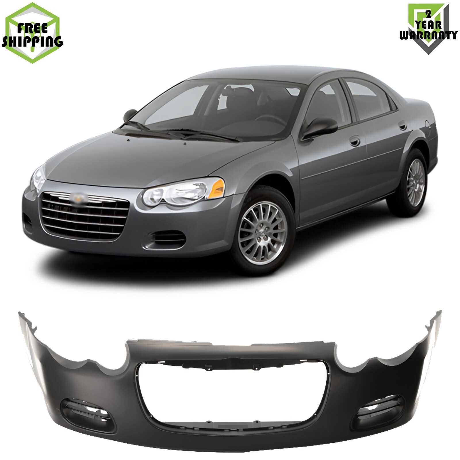 Front Bumper Cover Primed Plastic For 2004-06 Chrysler Sebring