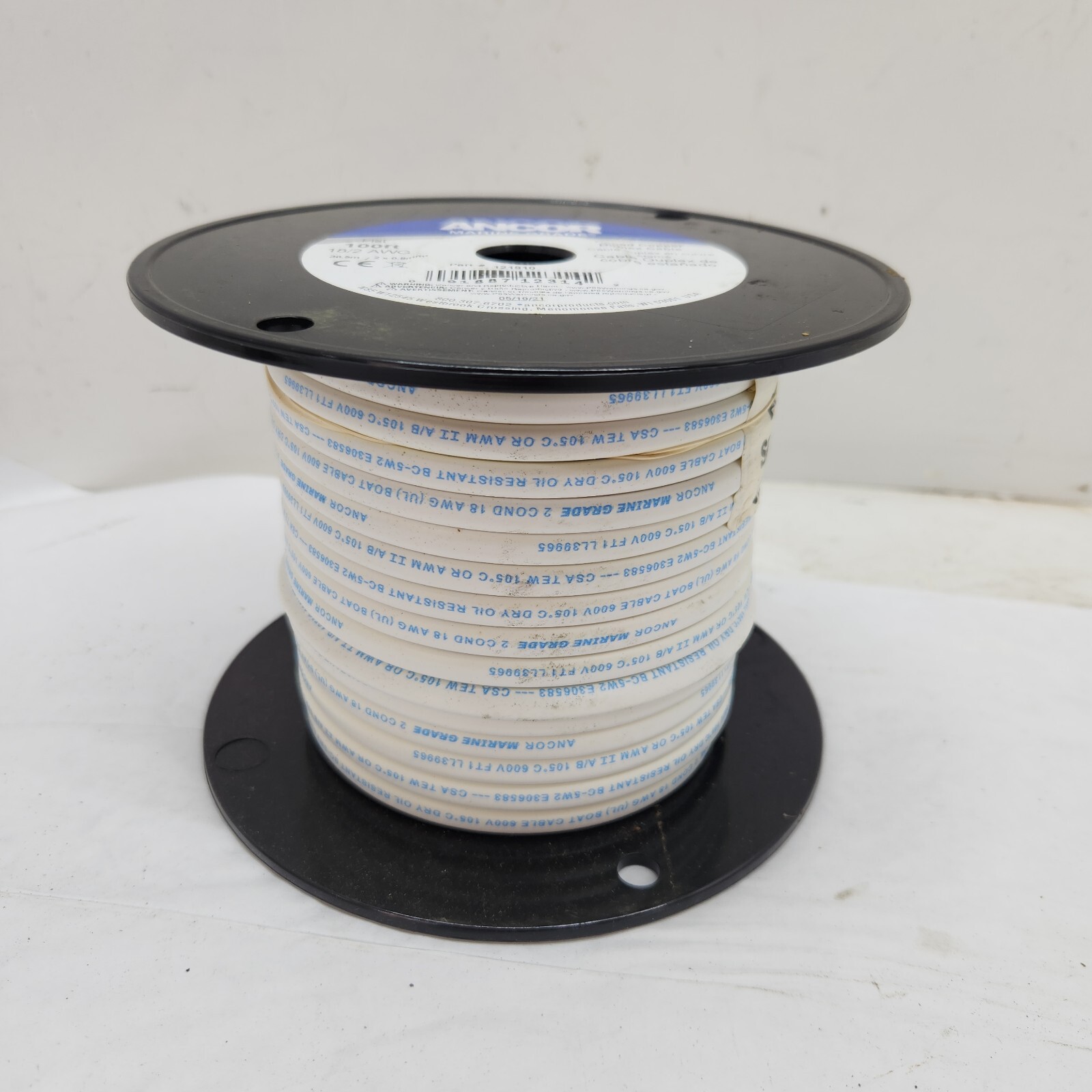 # 121910 NEW Ancor Flat 100\' Spool 18/2 AWG Tinned Copper Duplex Cable