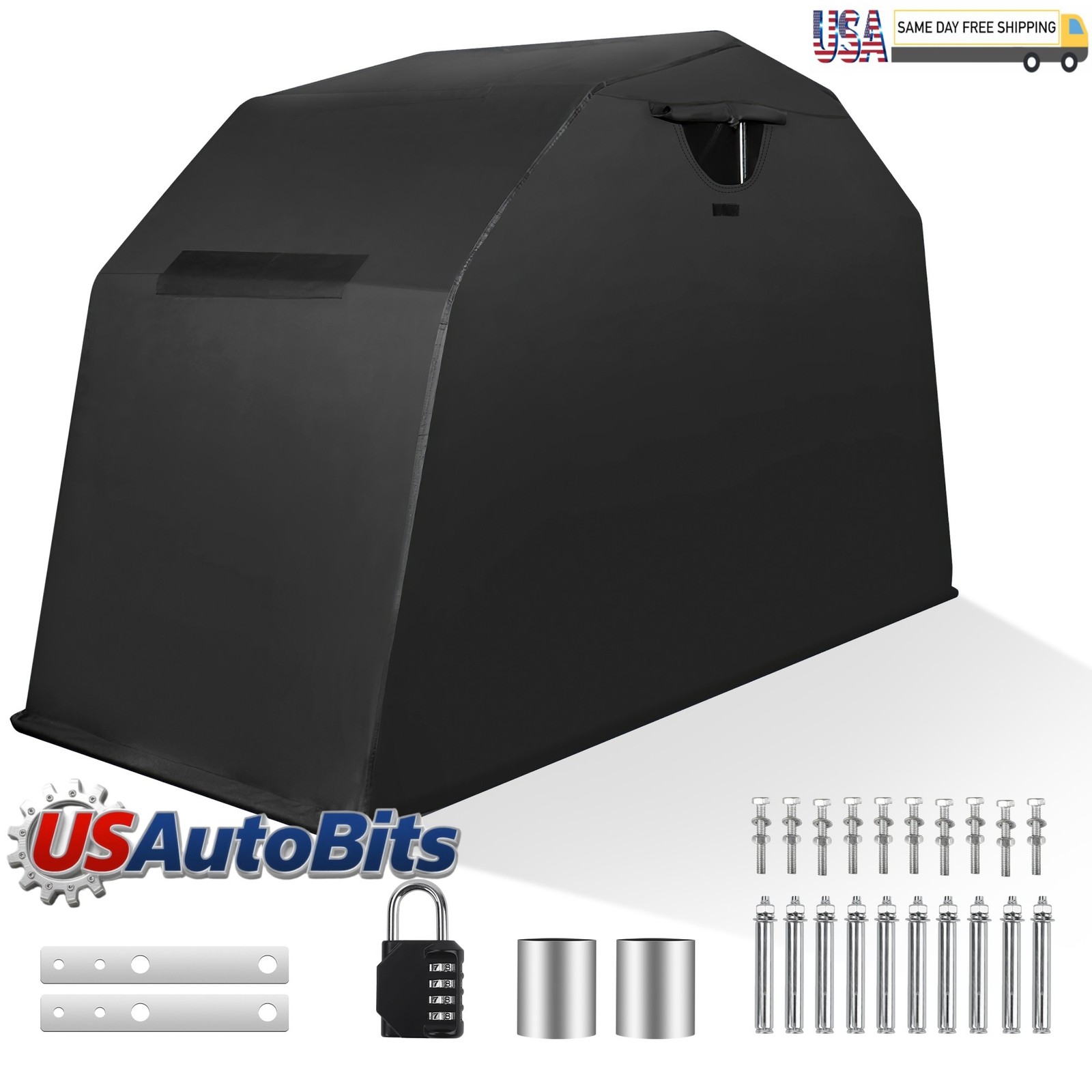 Motorcycle Storage Shelter Flip-Up Garage Tent with Lock 136