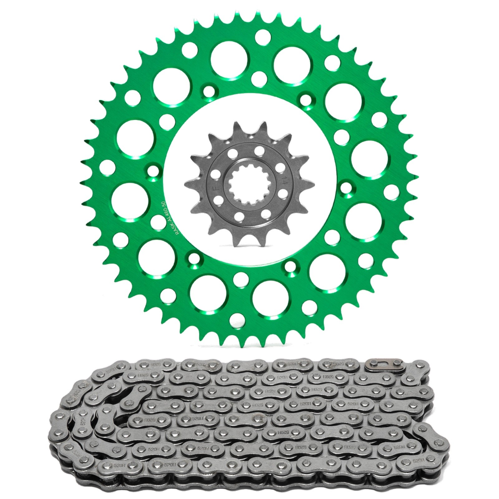 For Kawasaki KX450 06-2018 19 20 Chain and Sprocket Kit 14T 50T 520 Pitch Green
