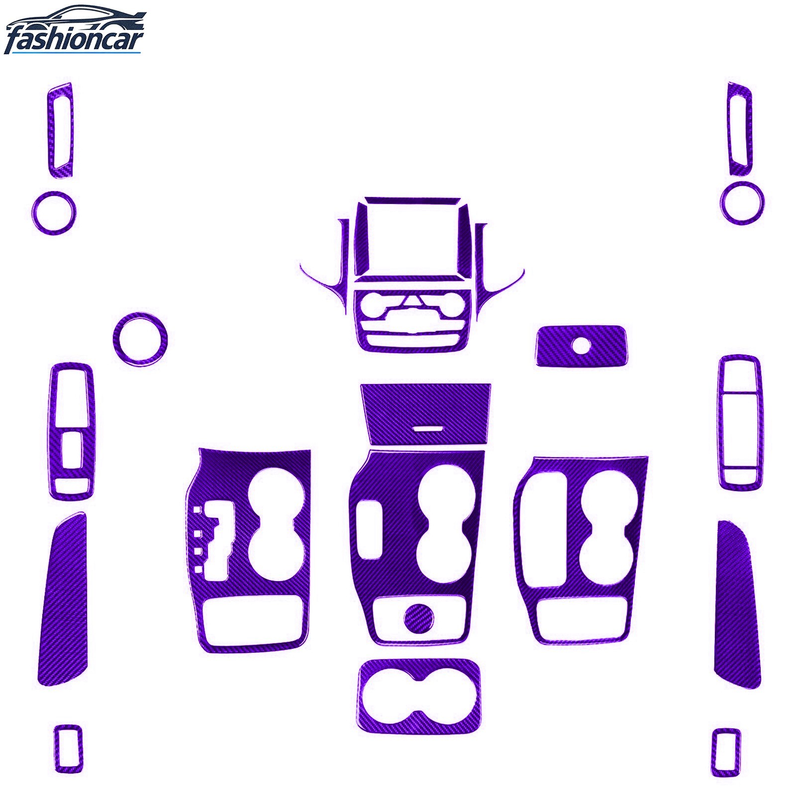 20Pcs Purple Carbon Fiber Kits Full Interior Trim For Jeep Grand Cherokee 11-18