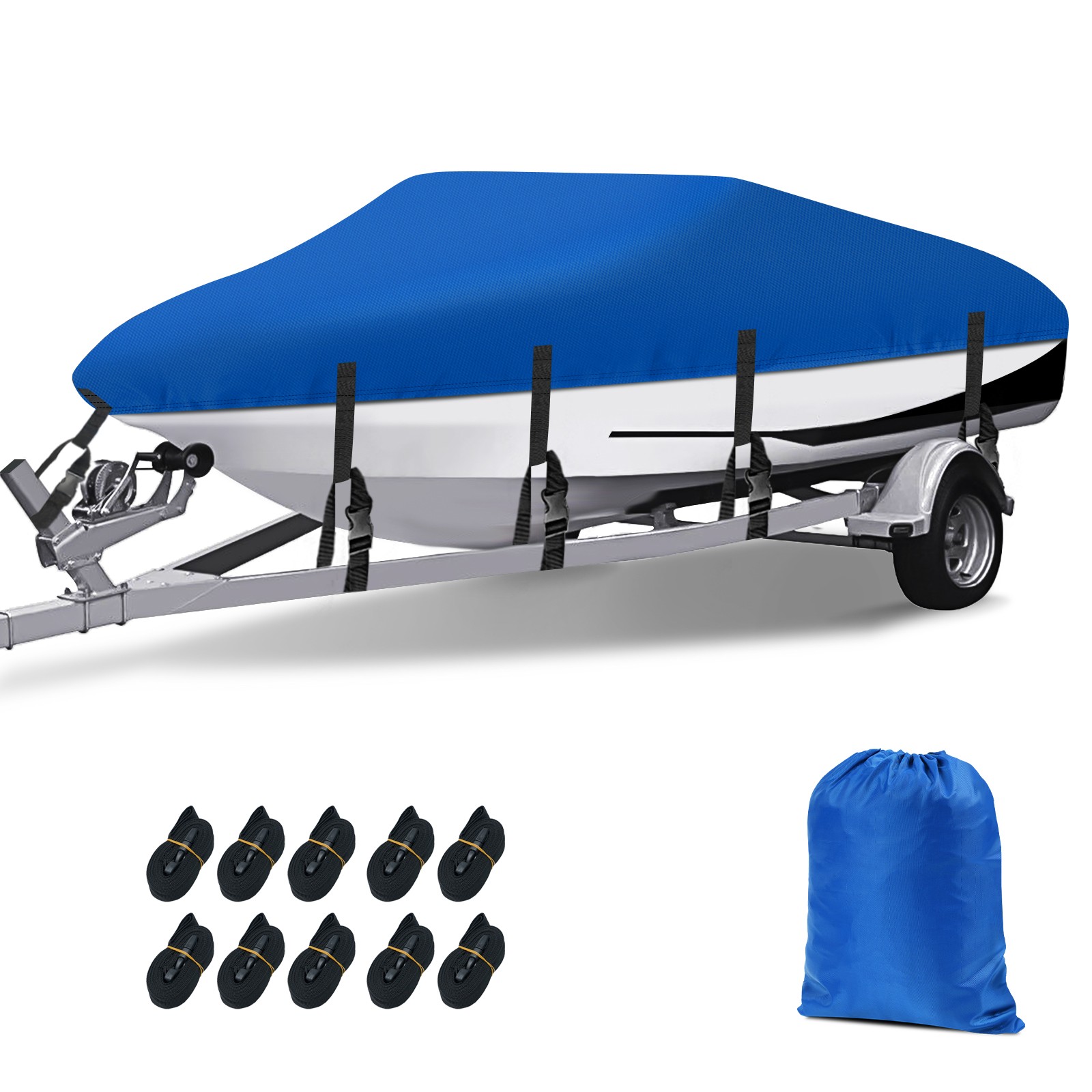 14-16FT Waterproof Boat Cover Heavy Duty V-Hull Ski Fishing Trailerable Runabout