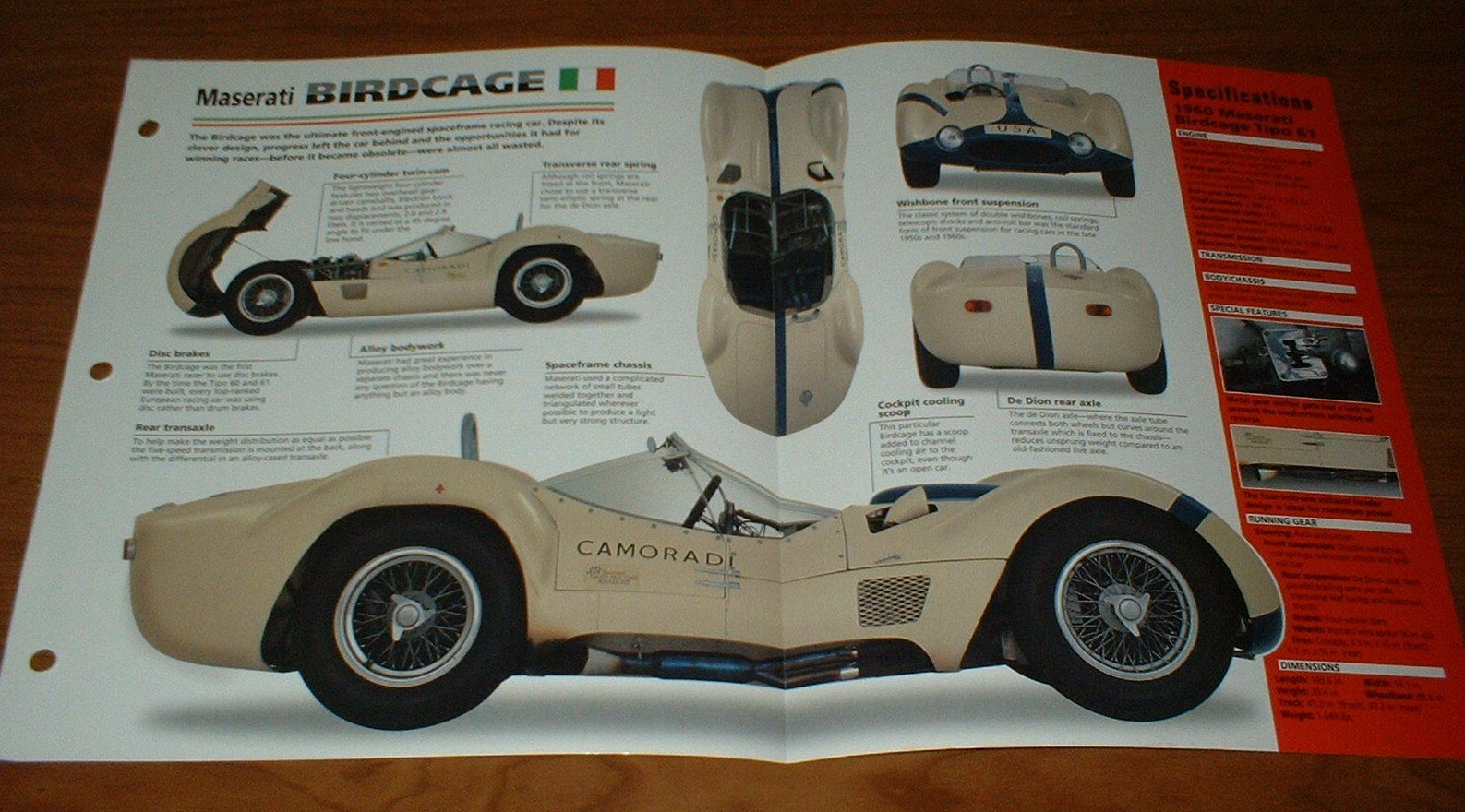 1960 Maserati Birdcage TIPO 61 Spec Sheet Brochure Info Pamphlet