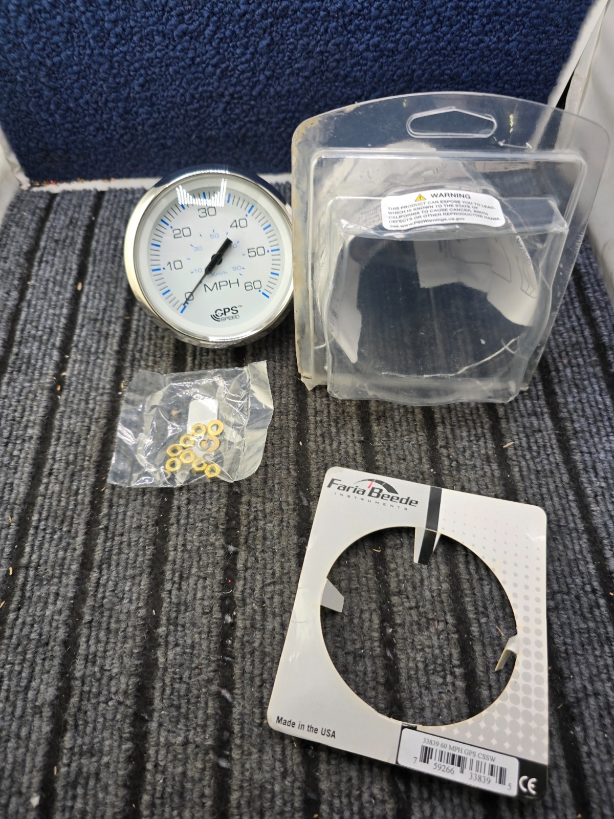 Faria Beede 33839 Chesapeake Stainless Steel Speedometer Gauge White 60 MPH GPS