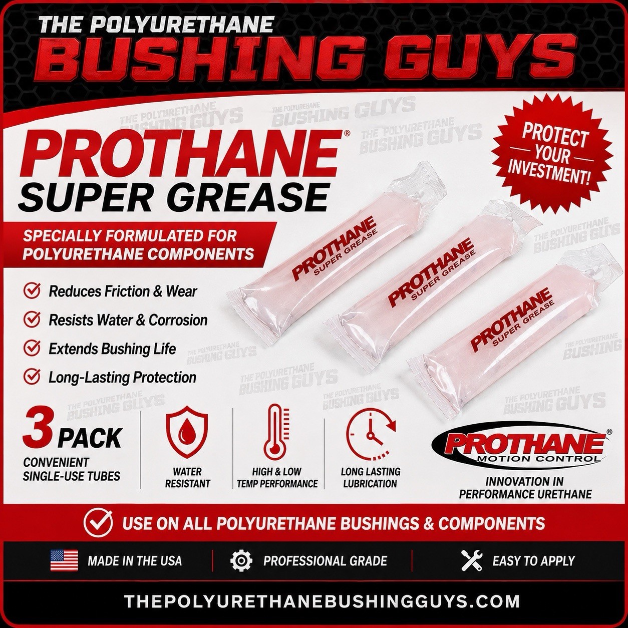 PROTHANE Super Grease Teflon Base Polyurethane Bushing Lube (3 Pack)