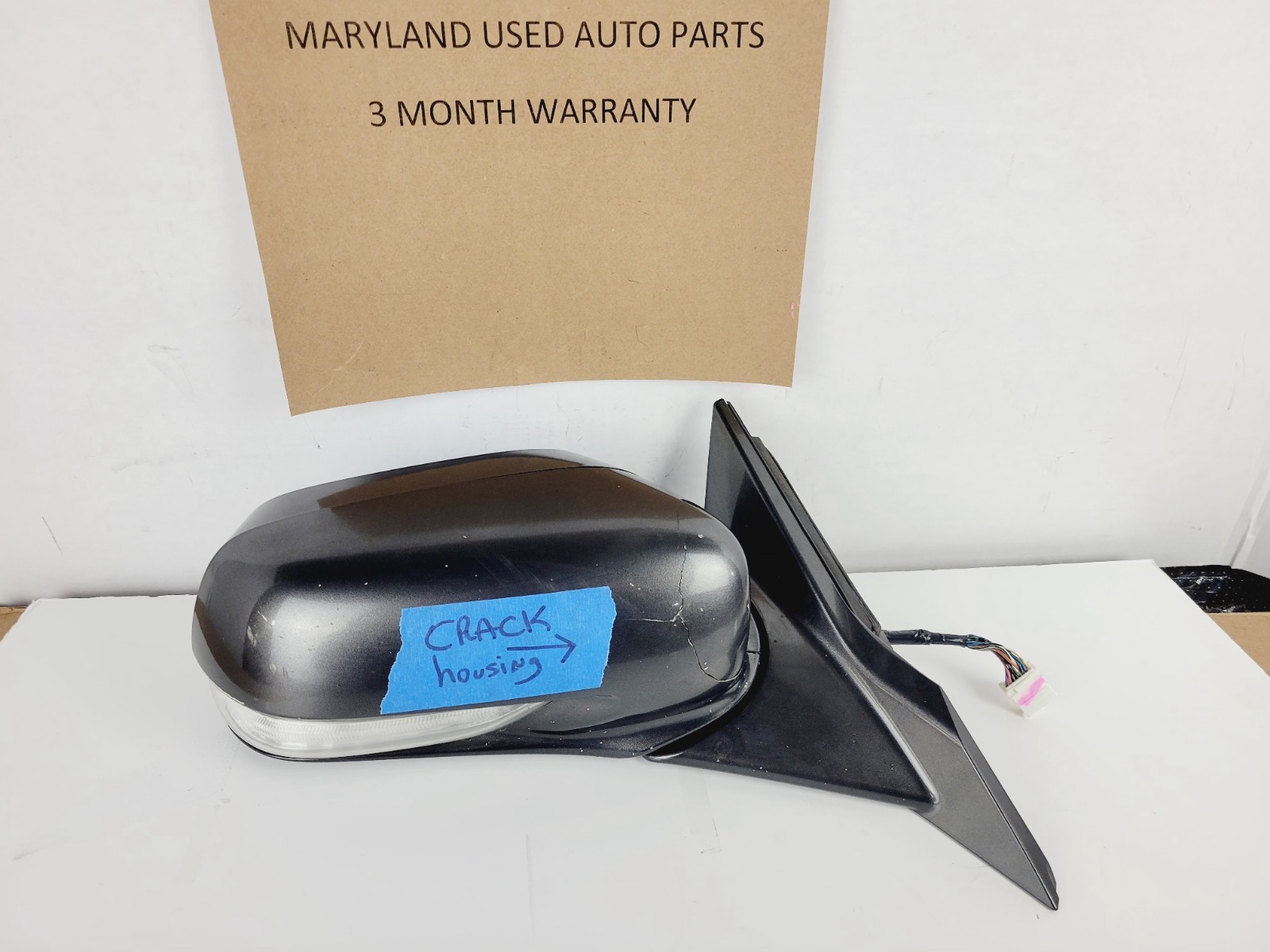 09-14 ACURA TL PASSENGER DOOR MIRROR NH736M GRINGO METALLIC GRAY CRACK