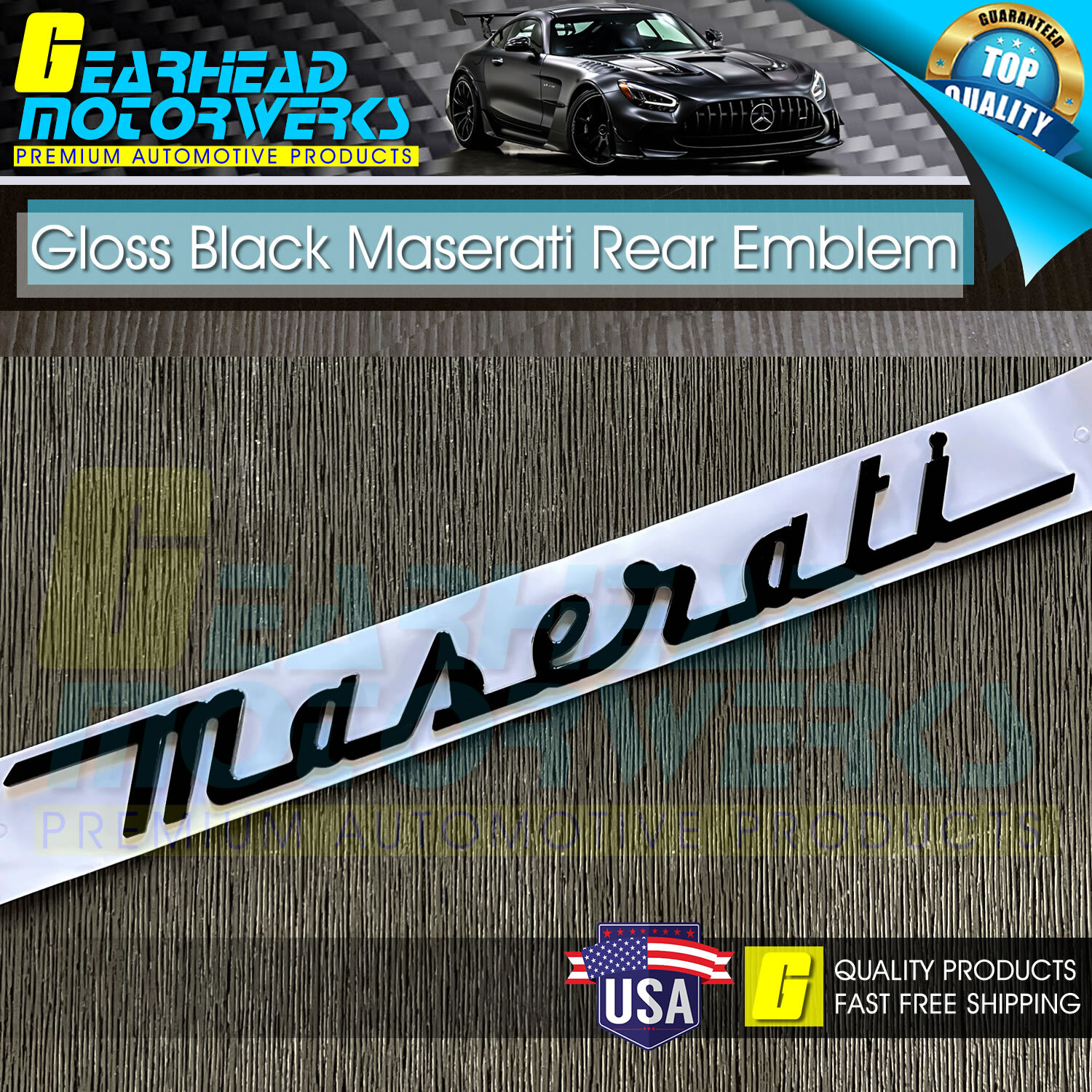 For Maserati Gloss Black Emblem 3D Trunk Logo Badge Nameplate GT Ghibli Levanti