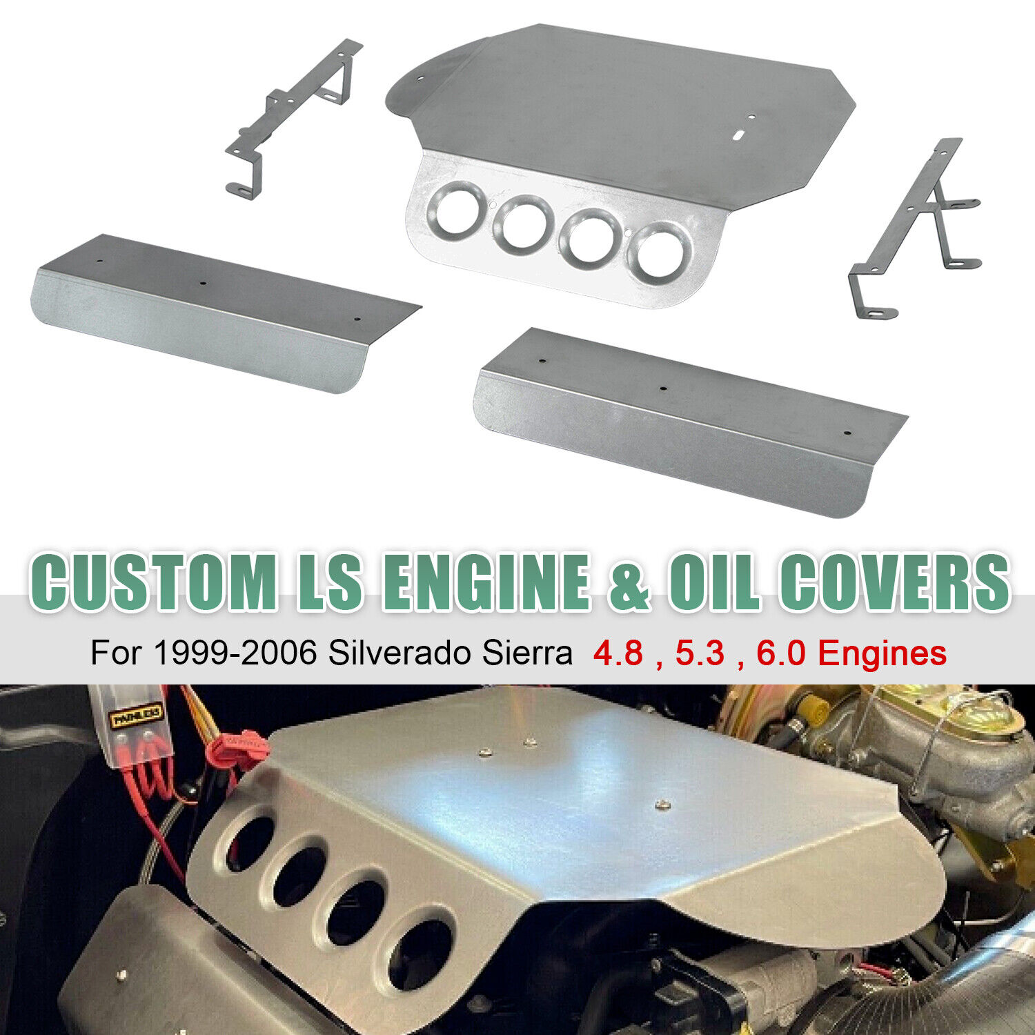 For 1999-2006 Silverado Sierra CUSTOM LS ENGINE & OIL COVERS , 4.8 , 5.3 , 6.0