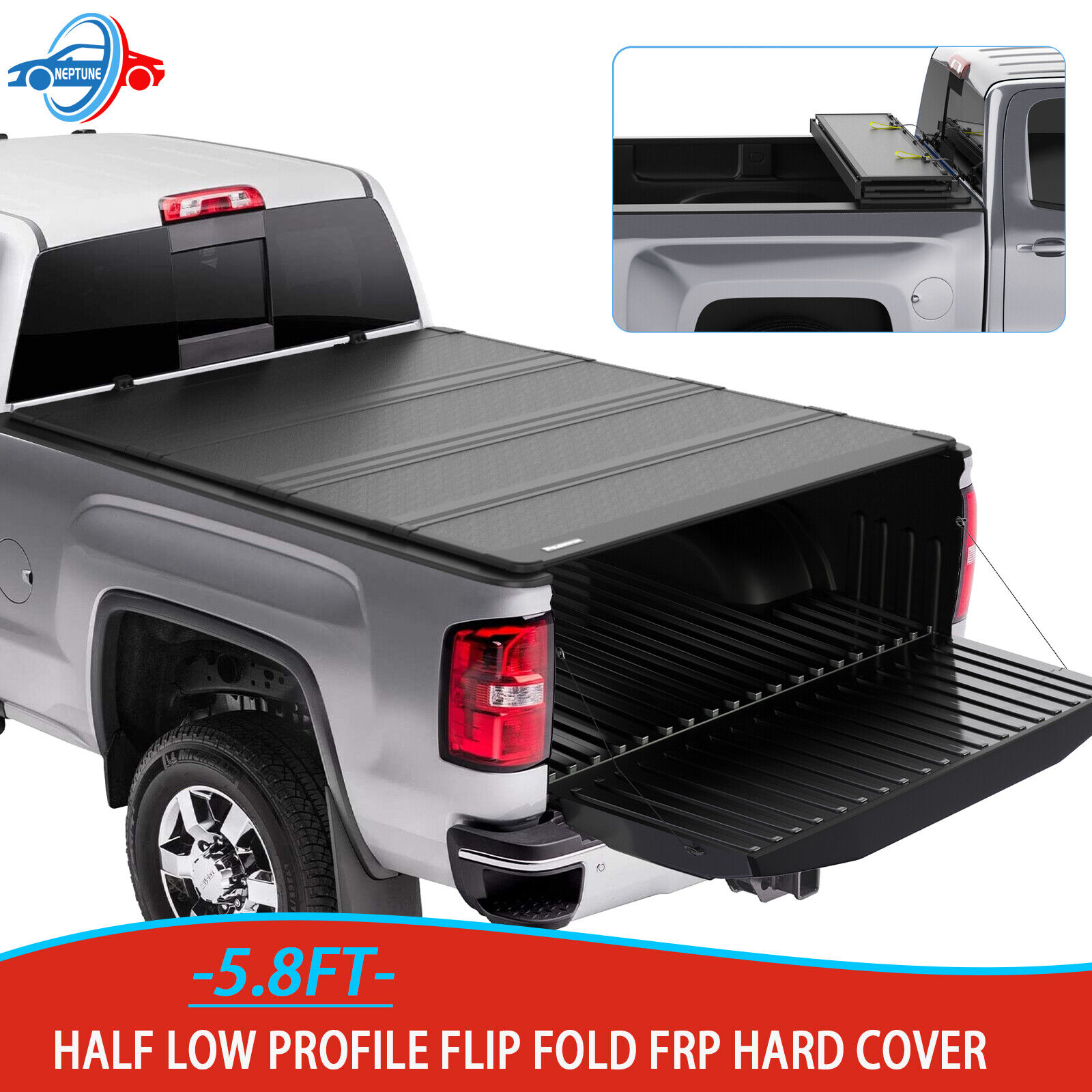 5.7FT Hard Tonneau Cover Low Profile FRP For 2009-2018 Dodge Ram 1500 Truck Bed