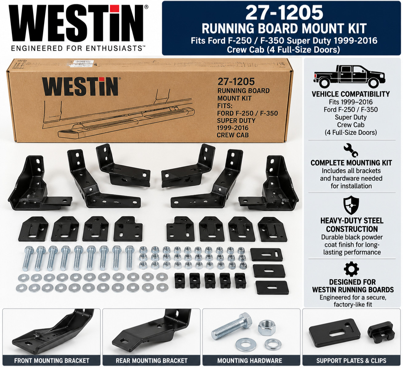 Westin 27-1205 Running Board Mount Kit Ford F-250 F-350 Super Duty 1999-2016