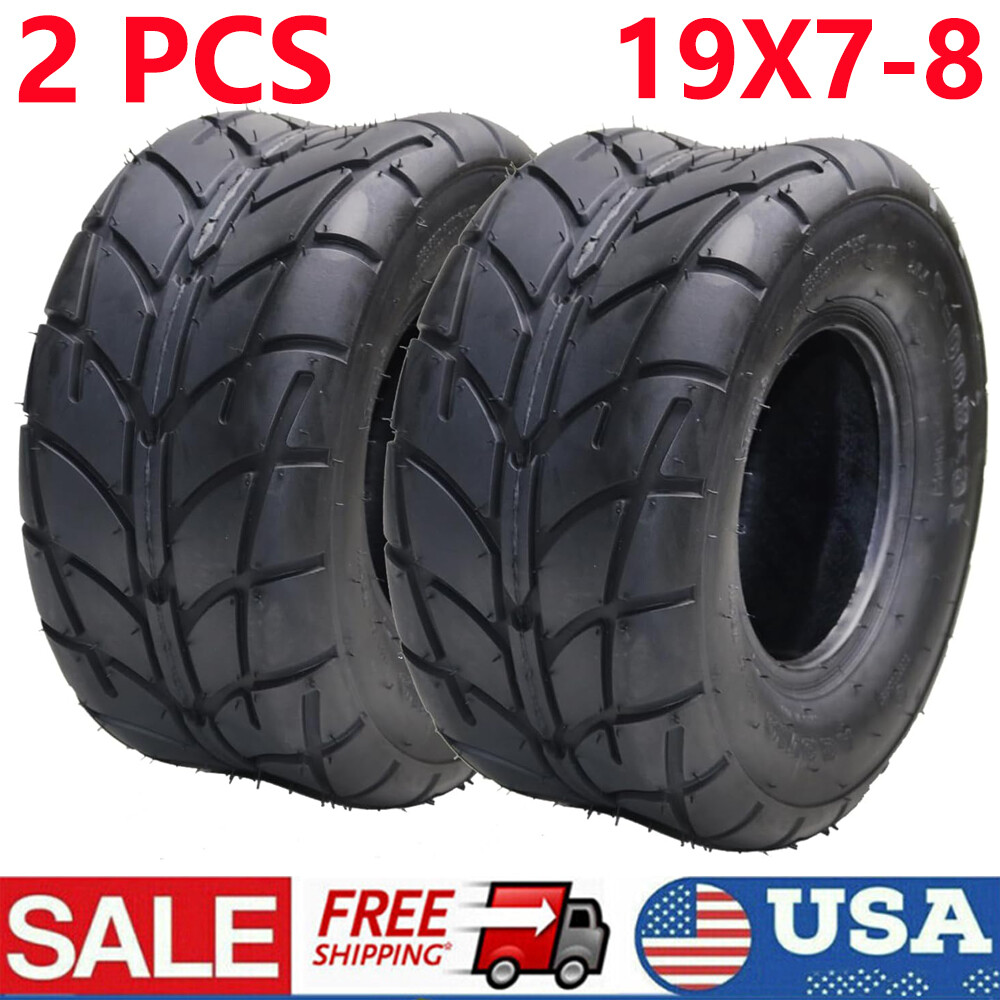 2PCS 19x7-8 19x7x8 ATV UTV All Terrain Tires 4 Ply Go Kart Street Mini Bike Tire
