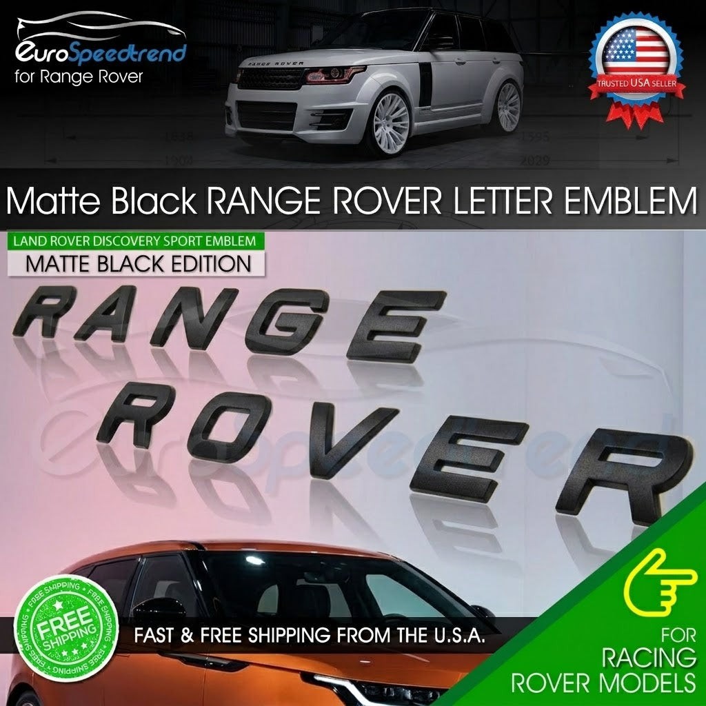 Range Rover Letters Emblem Fit Rover Matte Black Hood Sport Rear Badge Tailgate