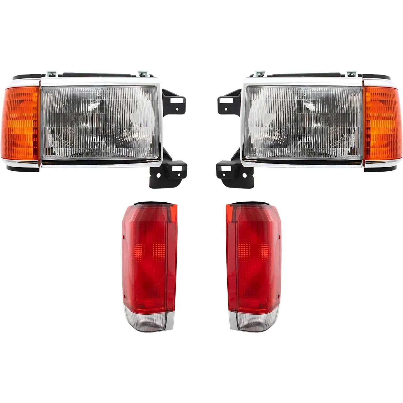 Headlights Kit Left and Right Side Set For 1987-89 Ford F-150 F-250 F-350 Bronco