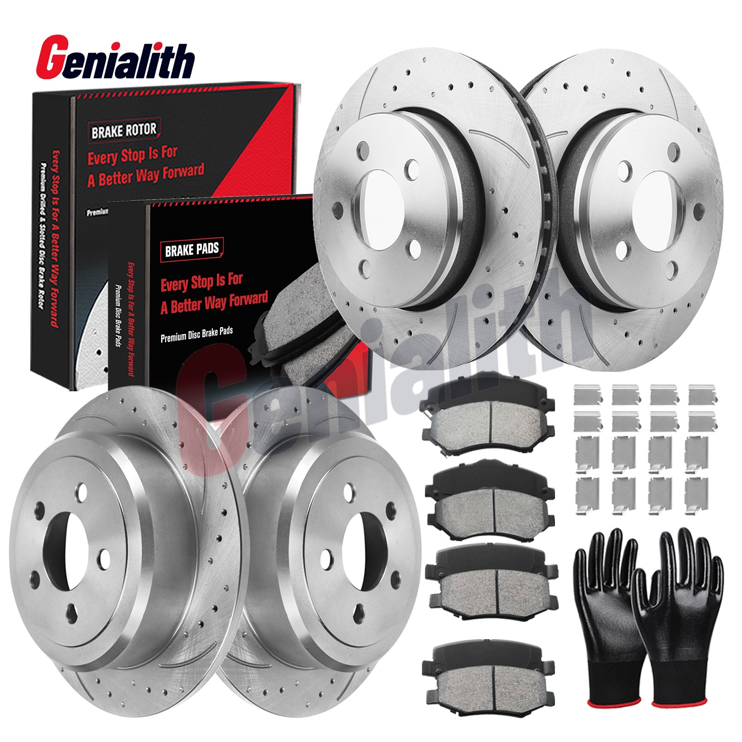 8pc Front Rear Drilled Rotors Brake Pads for 2008-2012 Jeep Liberty Dodge Nitro
