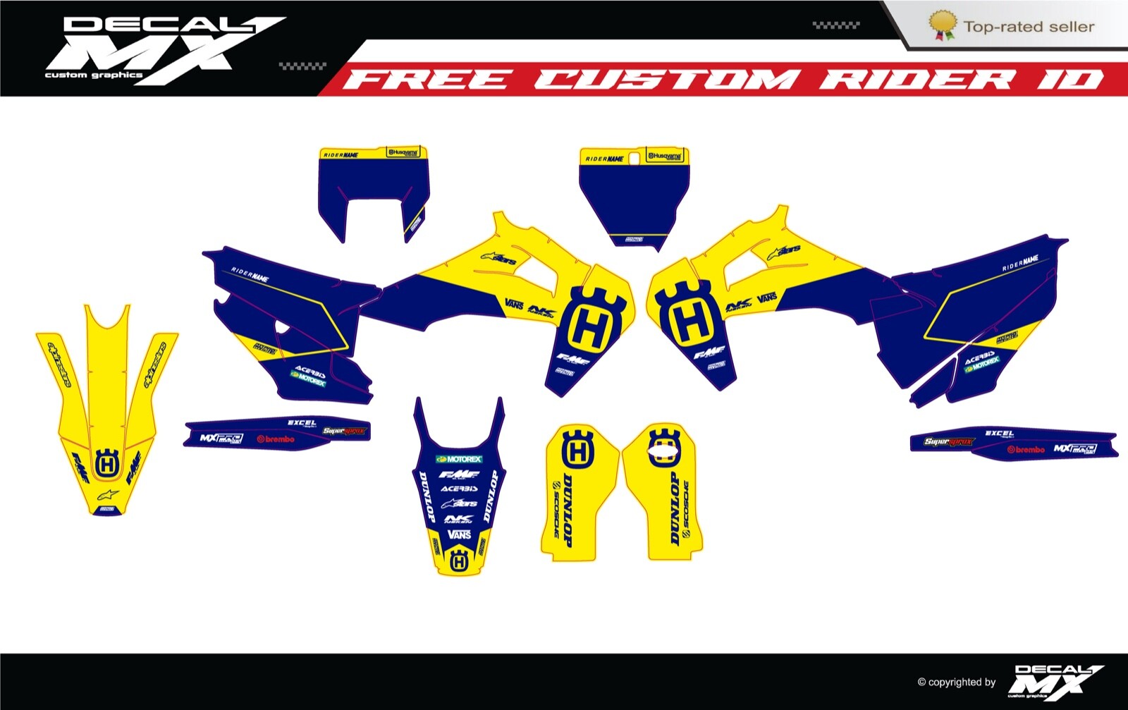 Fits HUSQVARNA FC TC TX (2019 to 2022) & TE FE (2020 to 2023) graphic kit decals