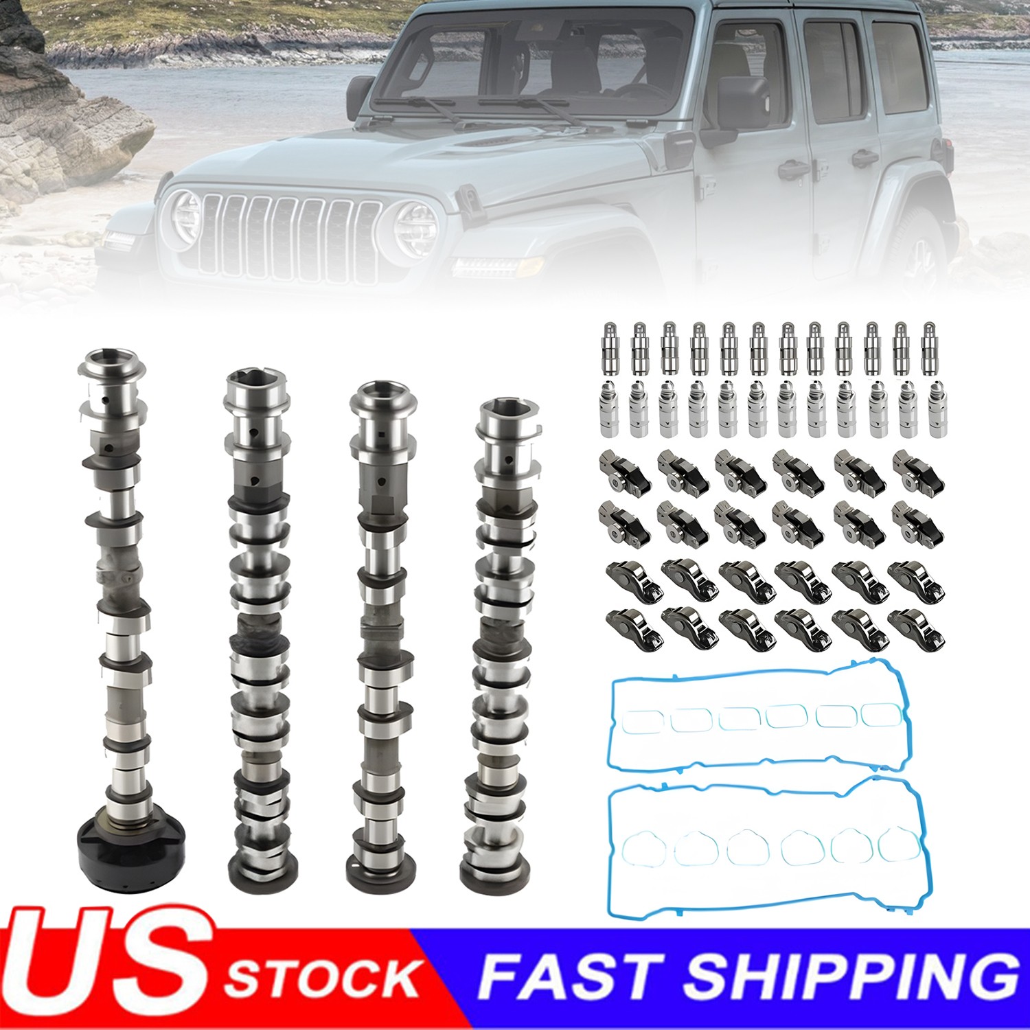3.6L Camshaft Kit Rocker Arm Lifters For 2018-24 Wrangler 2016-23 Grand Cherokee
