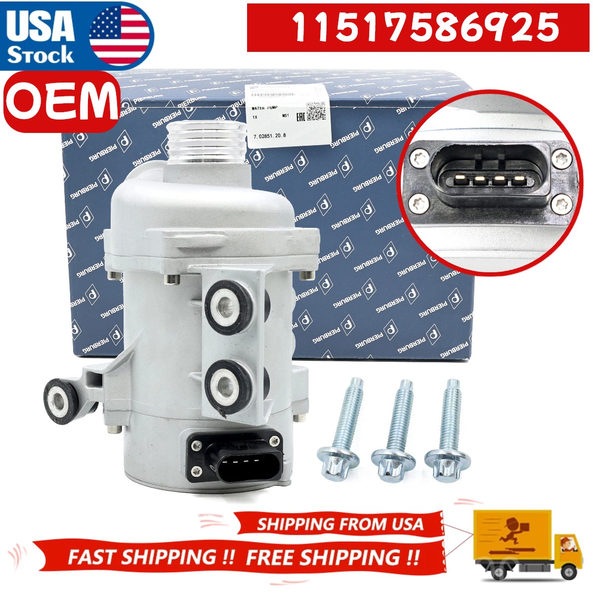 OEM Pierburg Engine Water Pump For BMW 325i 328i 525i X3 11517586925 11517546994