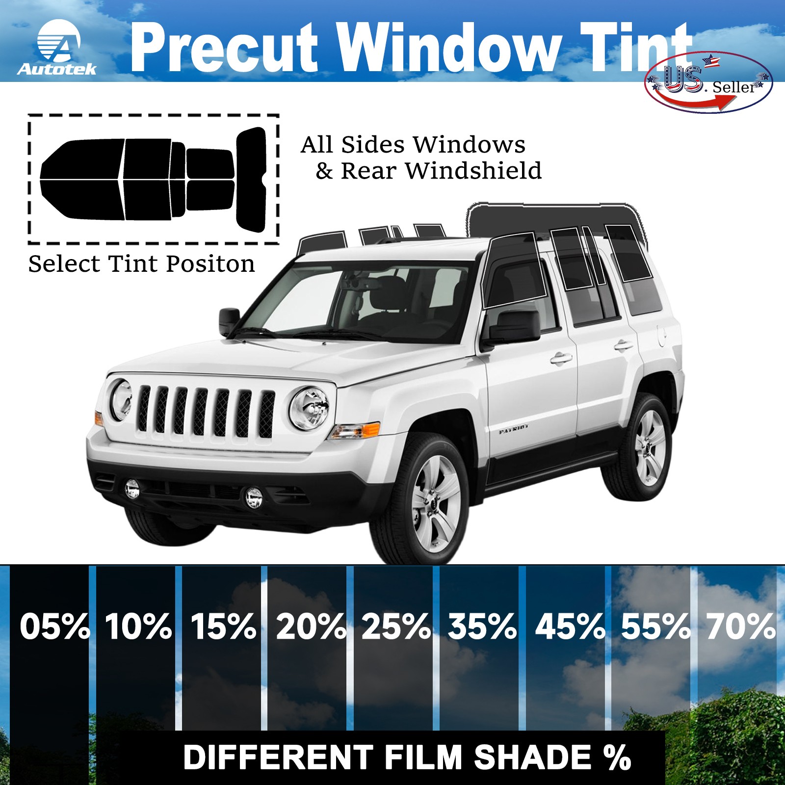 PreCut All Sides + Rear Window Film Any Tint Shade For Jeep Patriot 2007-2017
