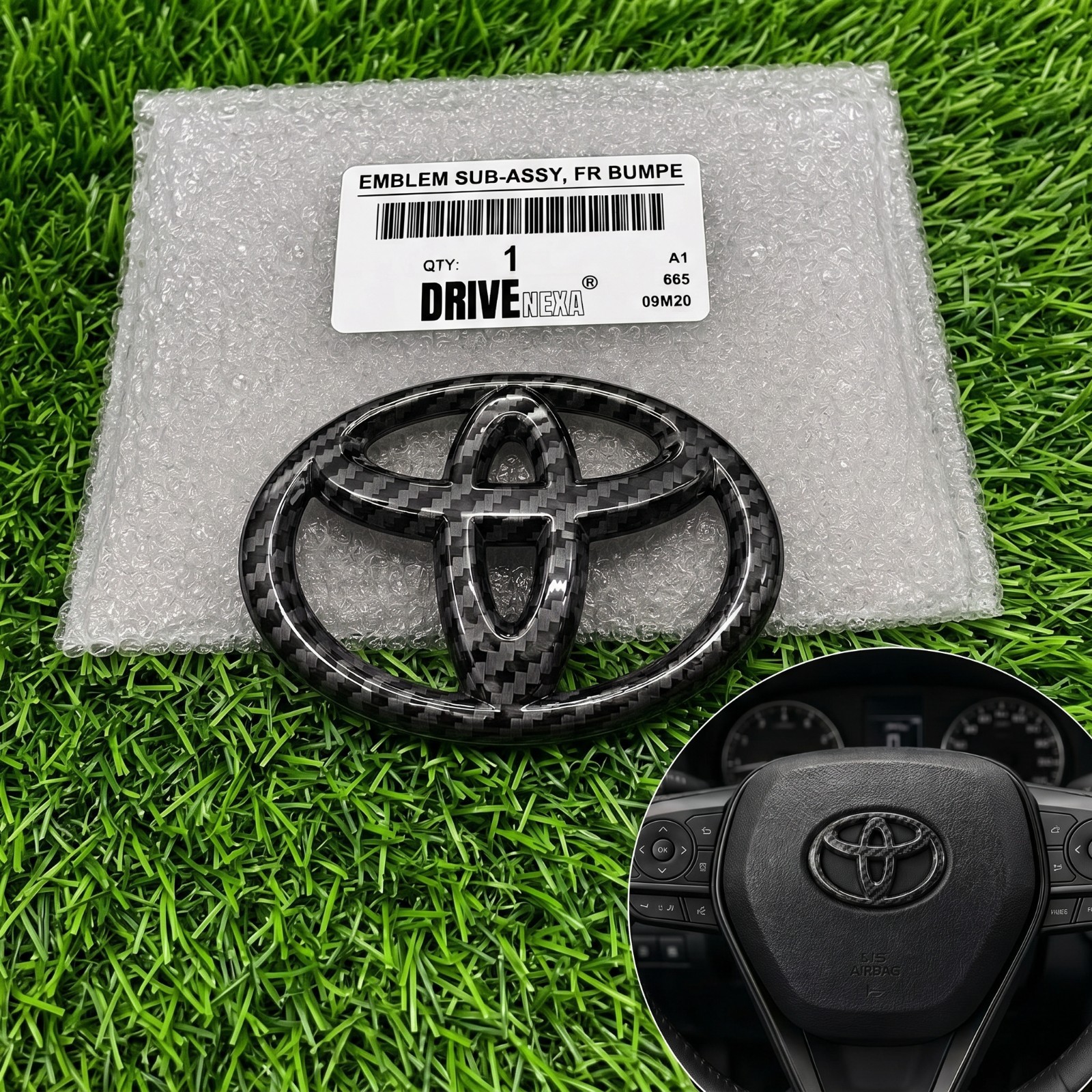 Toyota Steering Wheel Emblem Overlay Carbon Fiber Camry Tundra Tacoma 4Runner