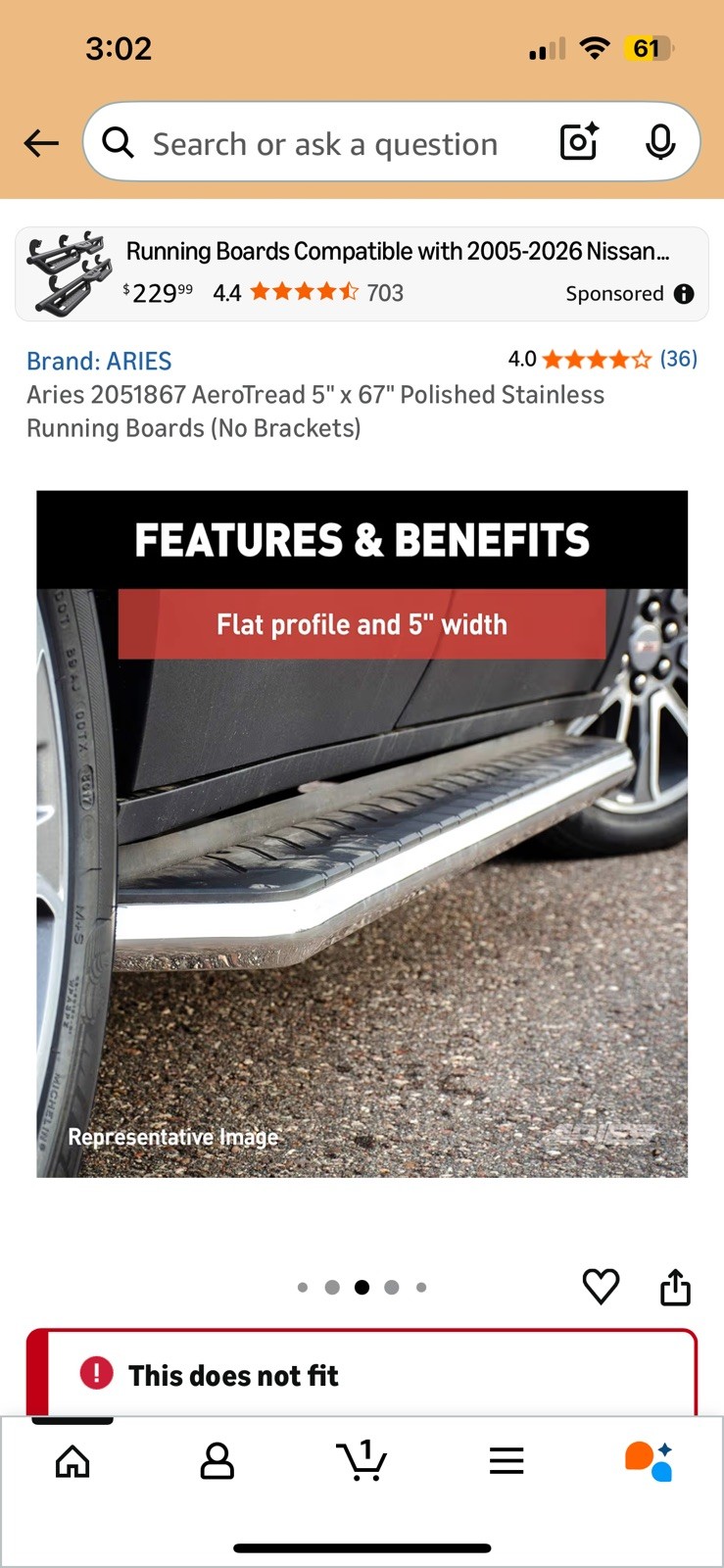 Running Board-Laredo Aries Offroad 2051867 Running Board-Laredo Aries Offroad 2051867