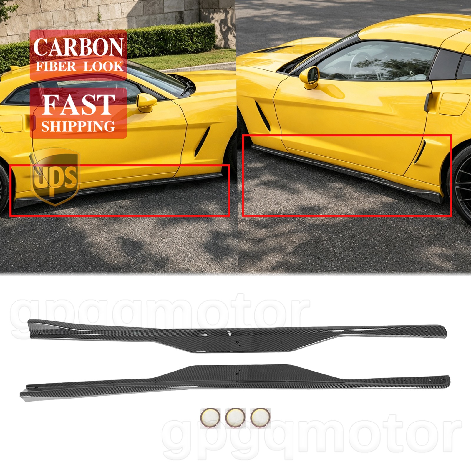 For Chevy Corvette C6 Base 2006-13 MX Style Carbon Painted Side Skirts Extension