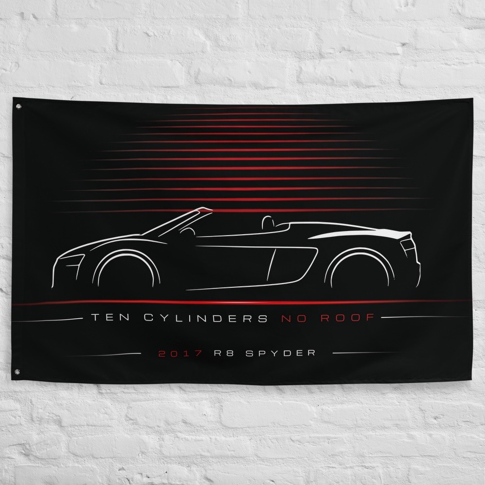 R8 Spyder 2017 Car Silhouette Flag 3x5 ft Garage Banner Man Cave Wall Decor Gift
