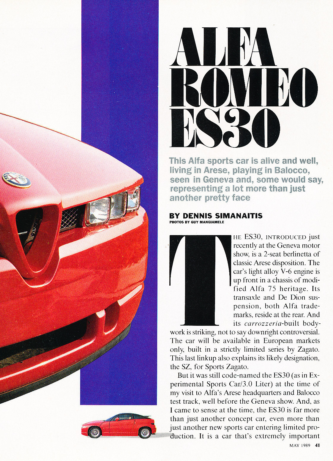 1989 Alfa Romeo SZ Zagato Original Road Test Car Print Article J342