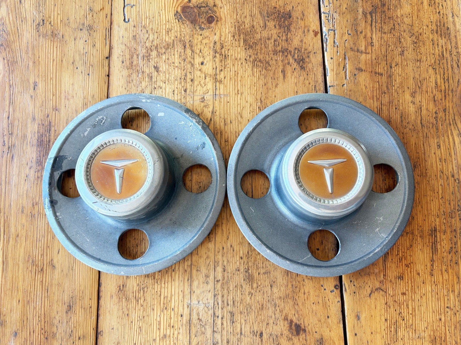 2 1970s 80s Toyota Corolla Sprinter Celica Corona Metal Wheel Center Caps Hubcap