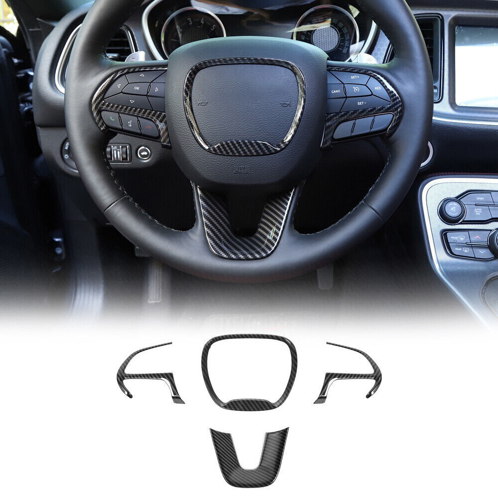 Carbon Fiber Inner Steering Wheel Dash Decor Cover Trim for Dodge Charger 2015+